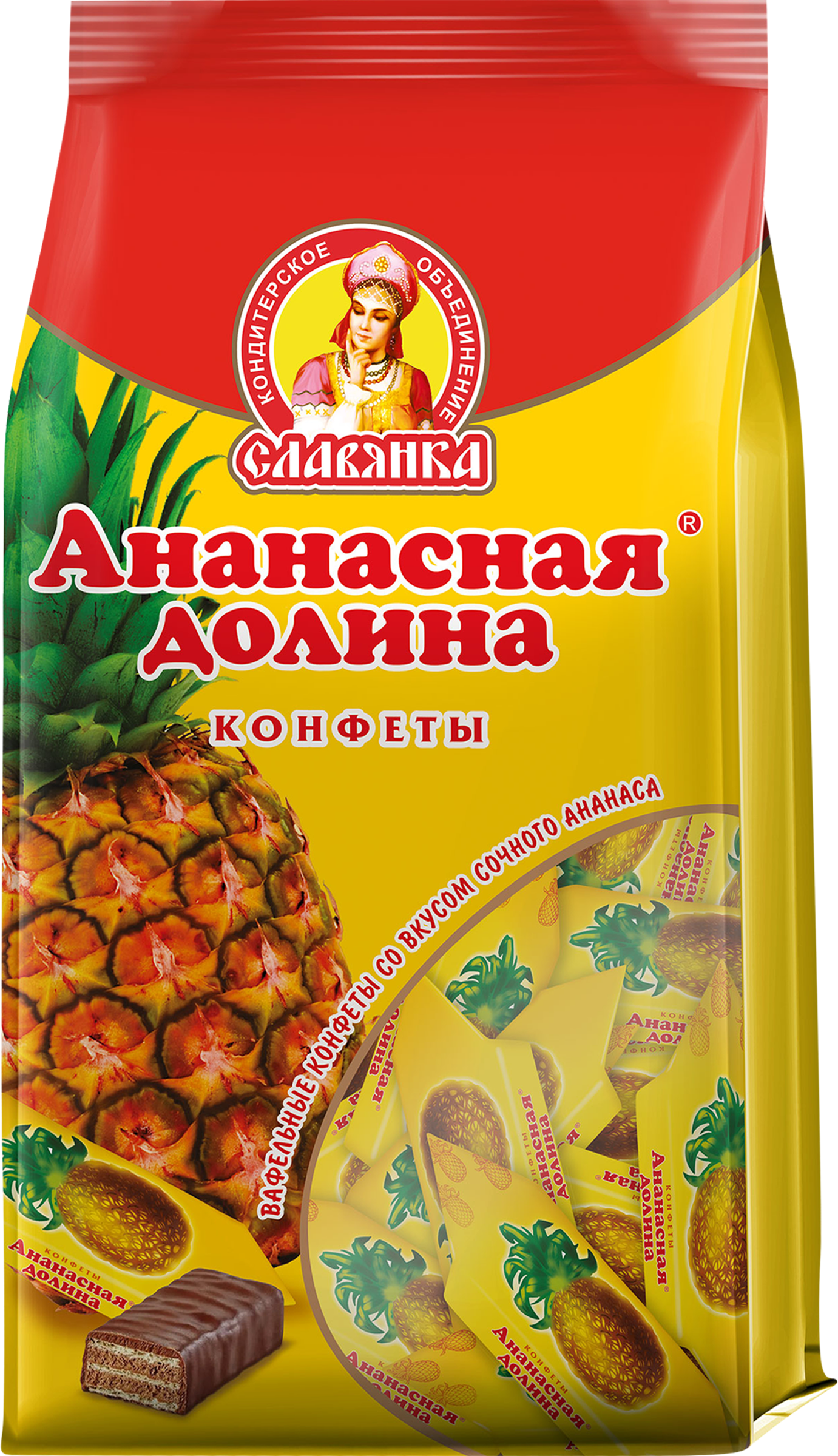 Изображение товара Конфеты вафельные СЛАВЯНКА с ананасом в шоколаде, 200г