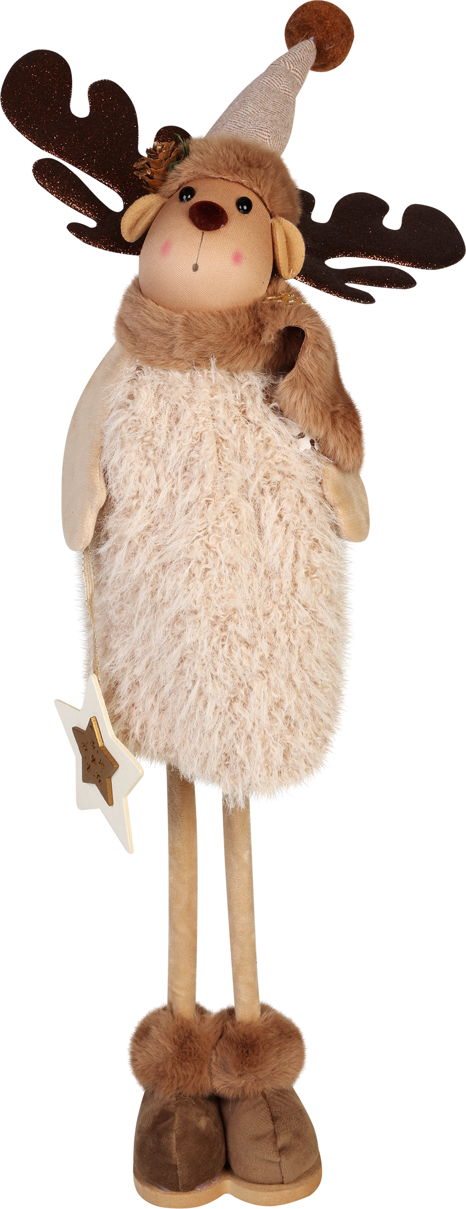 Изображение товара Новогодняя фигура Олень в шубке с сердечком 60 см домашний декор