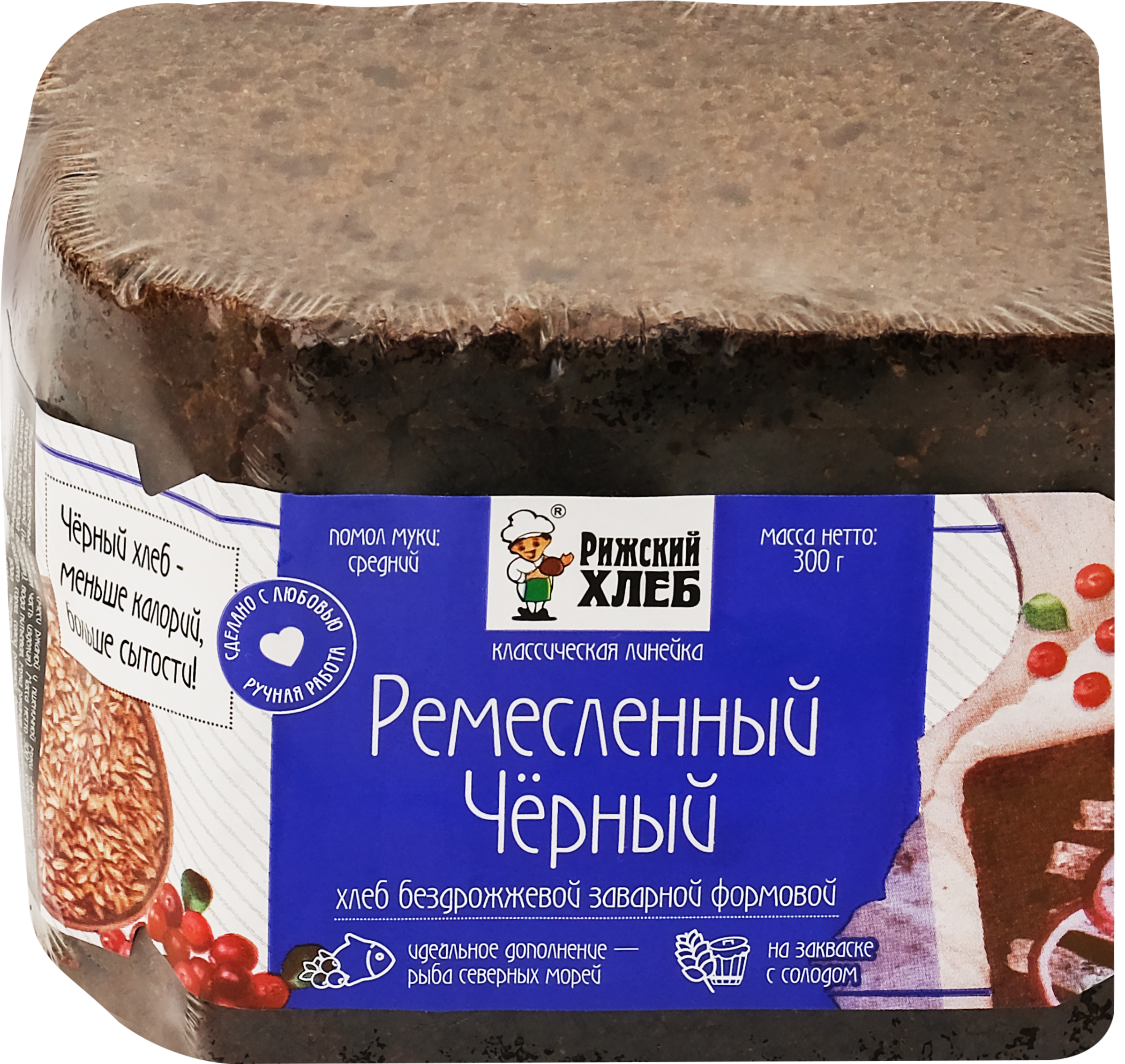 Изображение товара Хлеб ржано-пшеничный РИЖСКИЙ ХЛЕБ Ремесленный черный, 300г