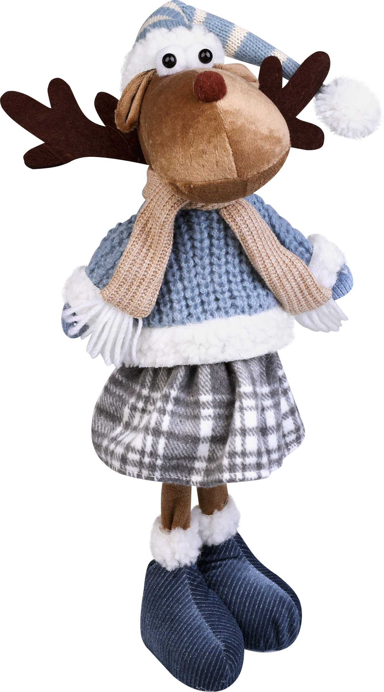 Изображение товара Новогодняя фигура Олень в шубке HOMECLUB 55см синий оригинальный праздничный декор