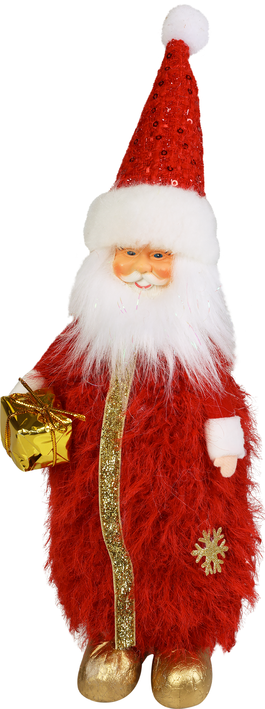 Изображение товара Новогодняя фигура Санта с подарком и шариком HOMECLUB, 29 см, белая дизайн