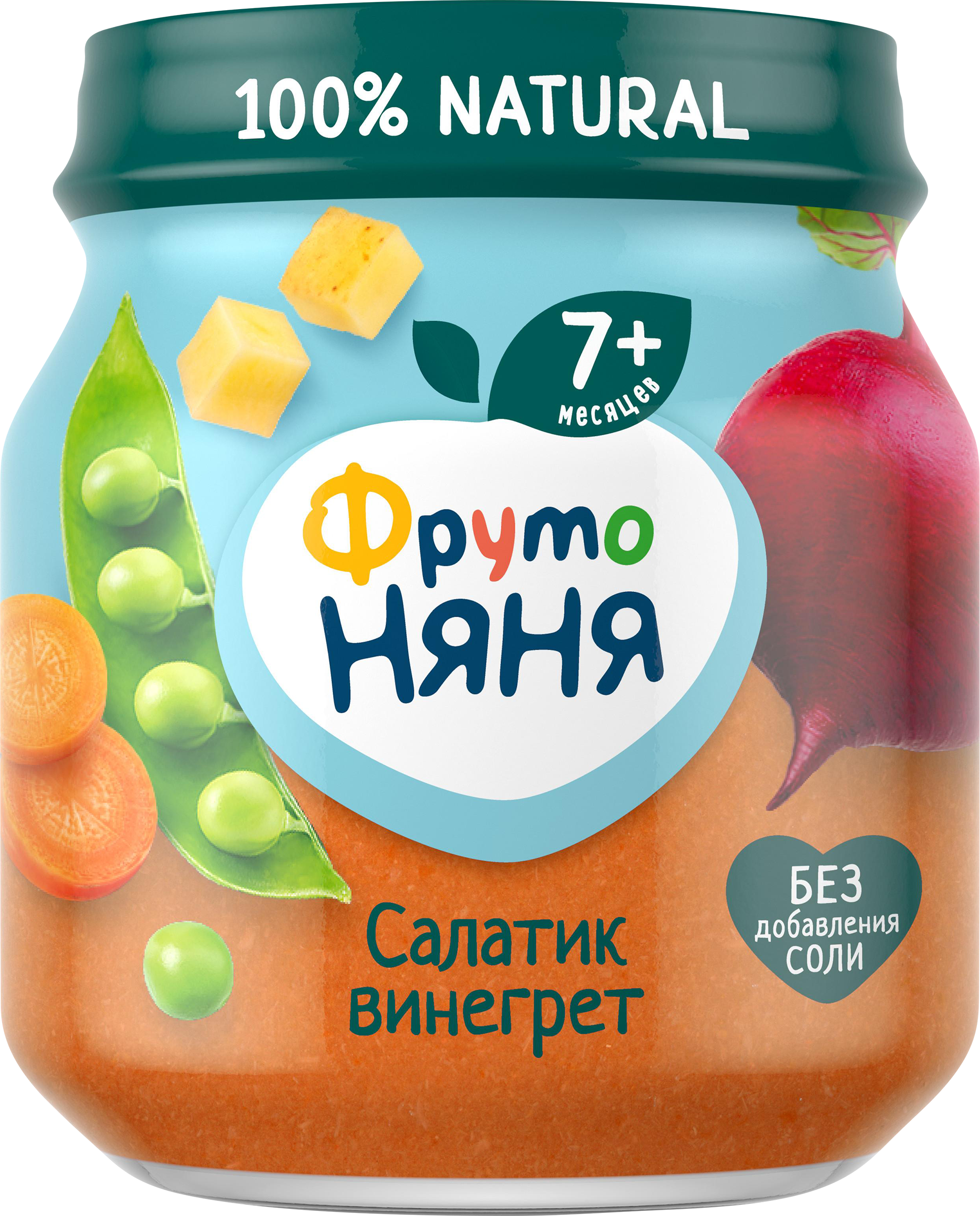 Изображение товара Пюре фруктово-овощное ФРУТОНЯНЯ Салатик Винегрет, с 7 месяцев, 110г