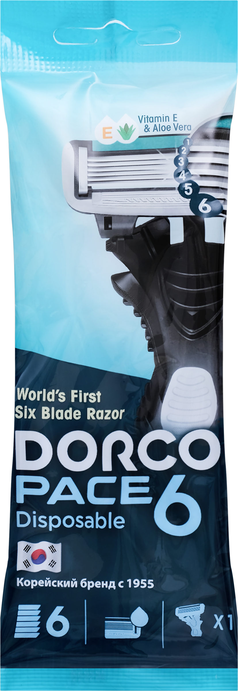 Изображение товара Станки одноразовые для бритья мужские DORCO 6 лезвий, 1шт