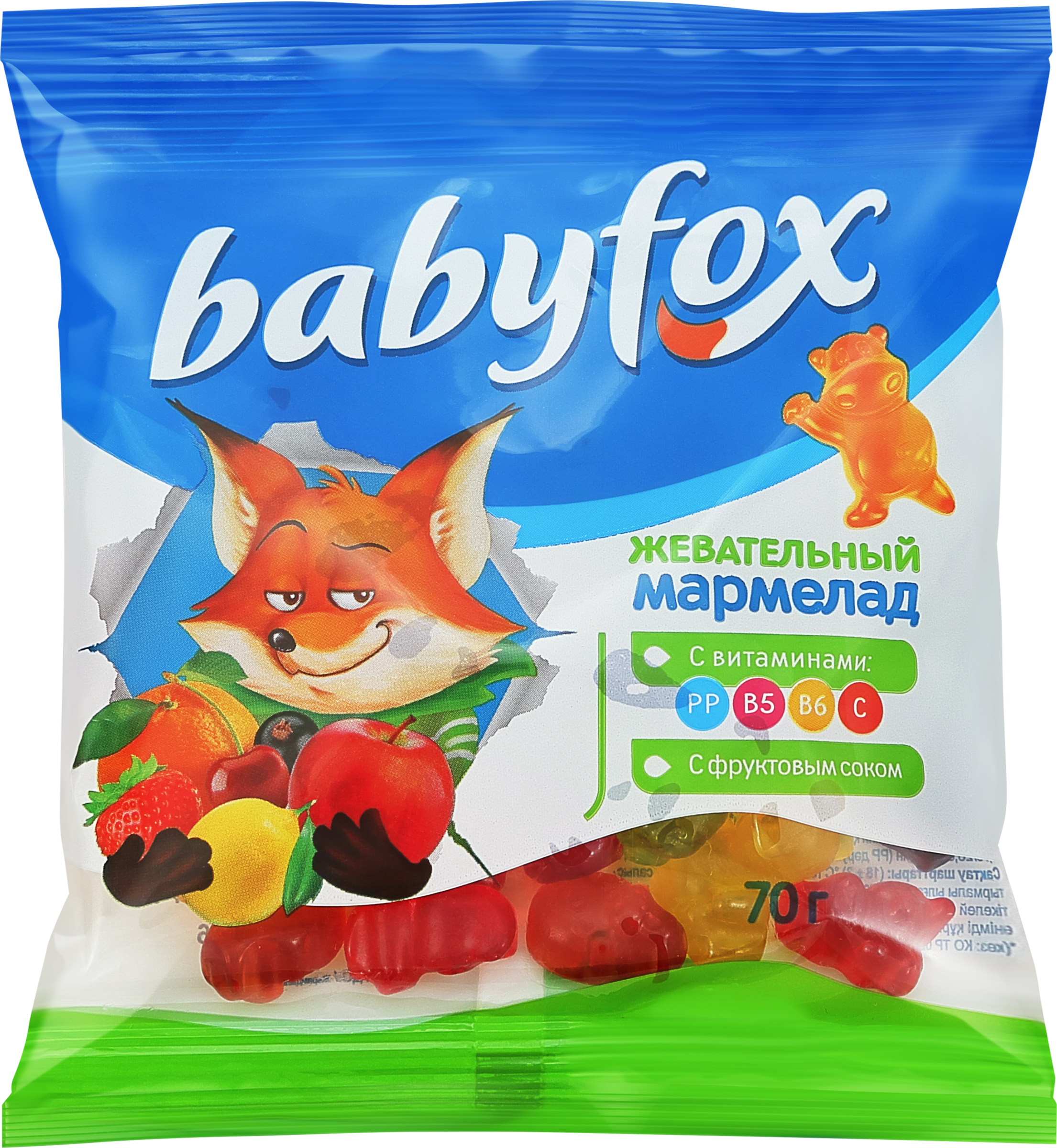 Изображение товара Мармелад жевательный BABYFOX Бегемоты, 70г