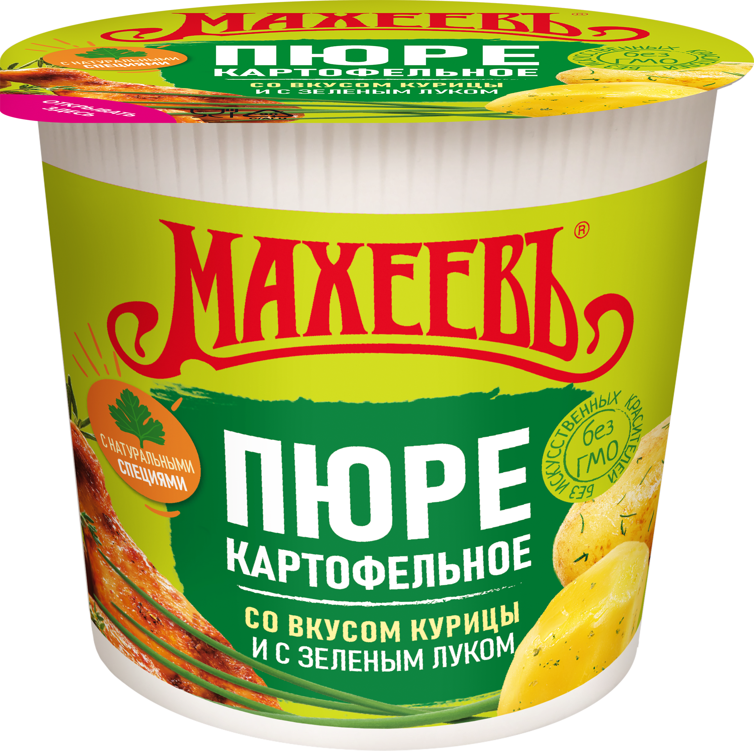 Изображение товара Пюре картофельное МАХЕЕВЪ со вкусом курицы и зеленым луком, 40г