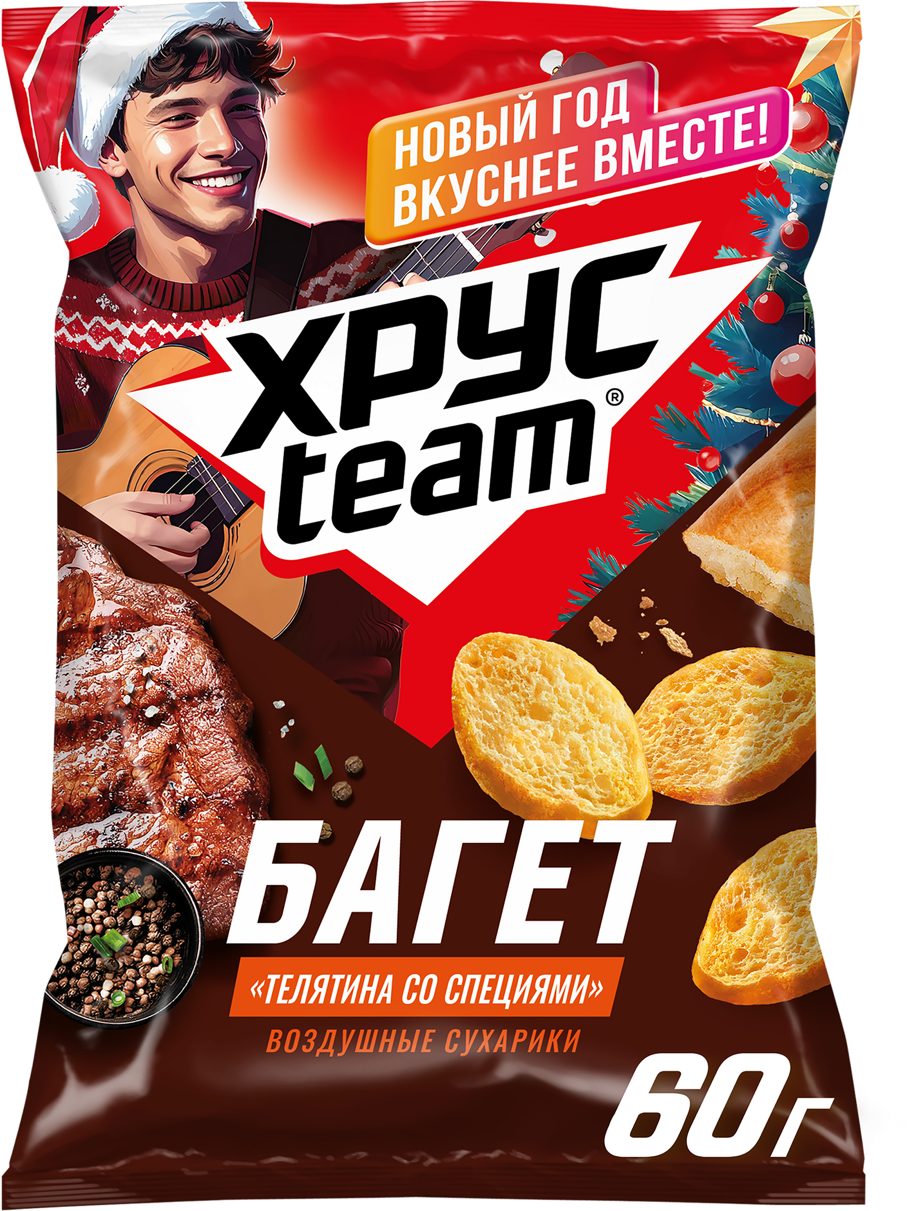 Изображение товара Сухарики пшеничные ХРУСTEAM со вкусом телятины 60г
