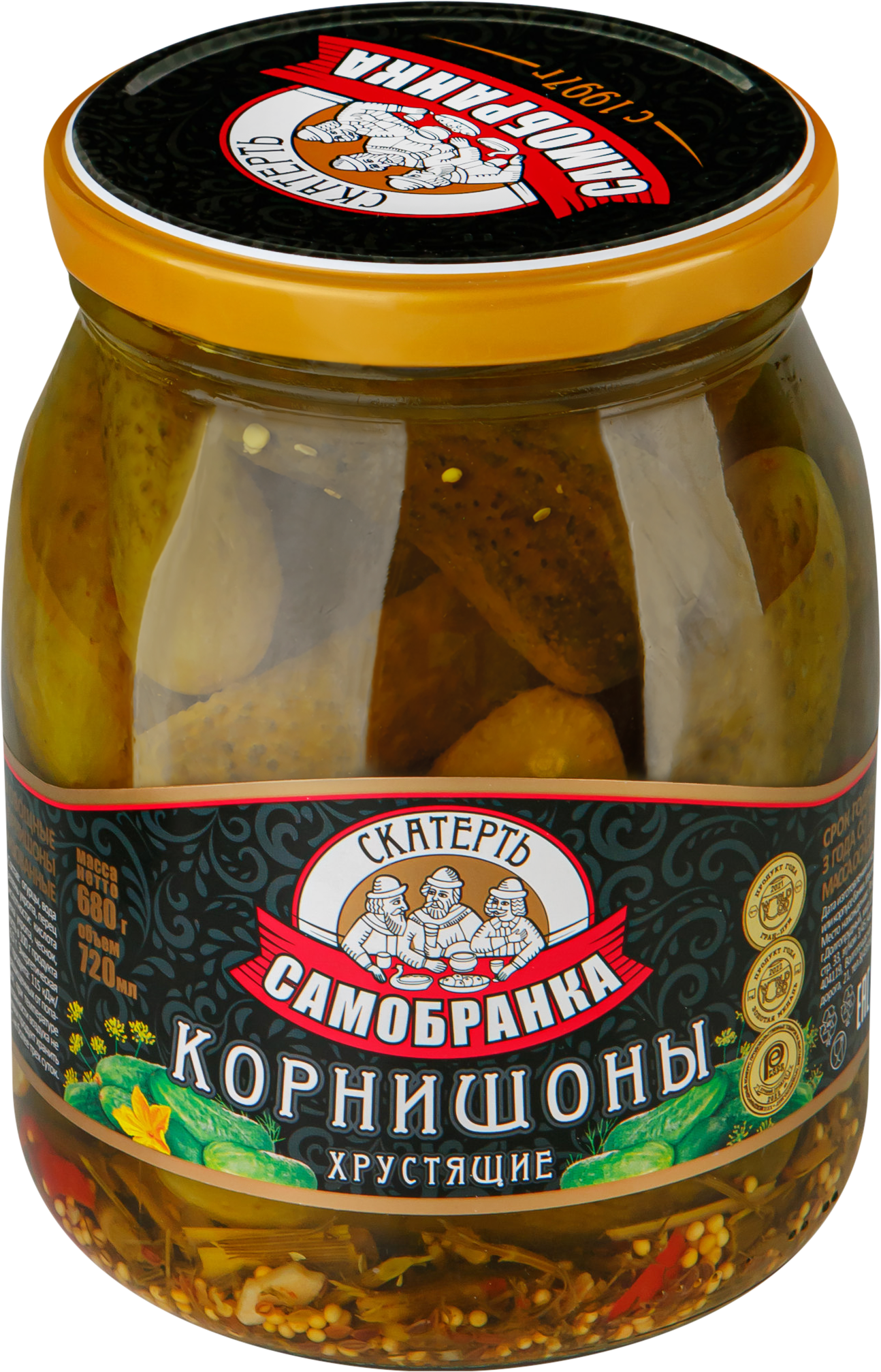 Изображение товара Корнишоны маринованные СКАТЕРТЬ-САМОБРАНКА Хрустящие, 500мл