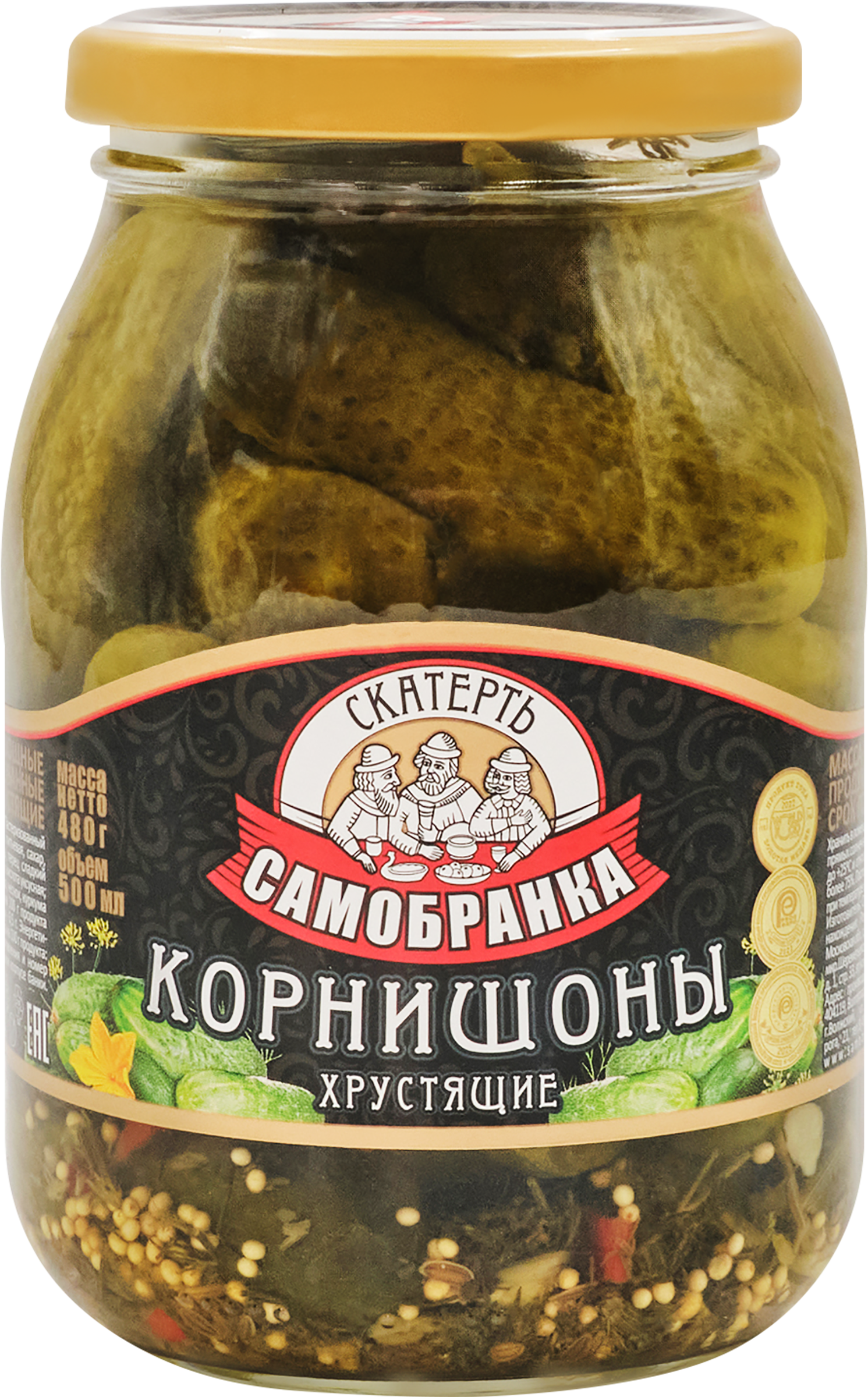 Изображение товара Корнишоны маринованные СКАТЕРТЬ-САМОБРАНКА Хрустящие 500мл