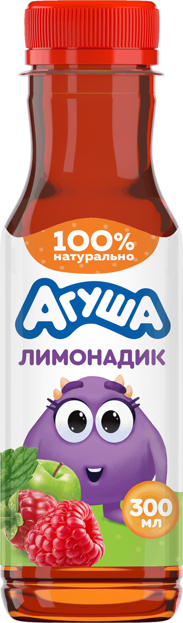Изображение товара Напиток сокосодержащий АГУША Лимонадик, яблоко и малина с мелиссой, с 3-х лет, 300мл
