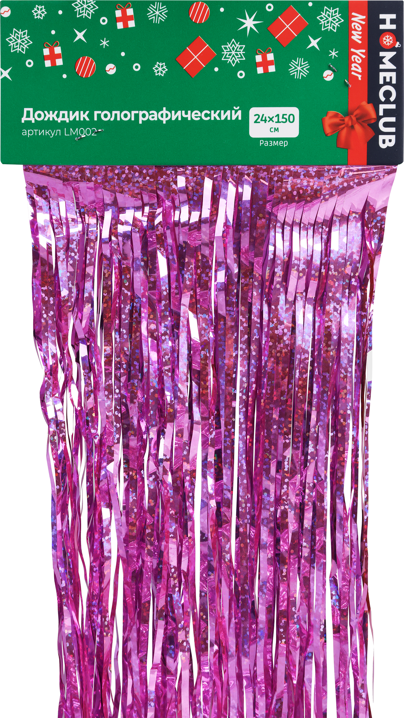 Изображение товара Голографический дождик HOMECLUB 150x25см для новогоднего декора