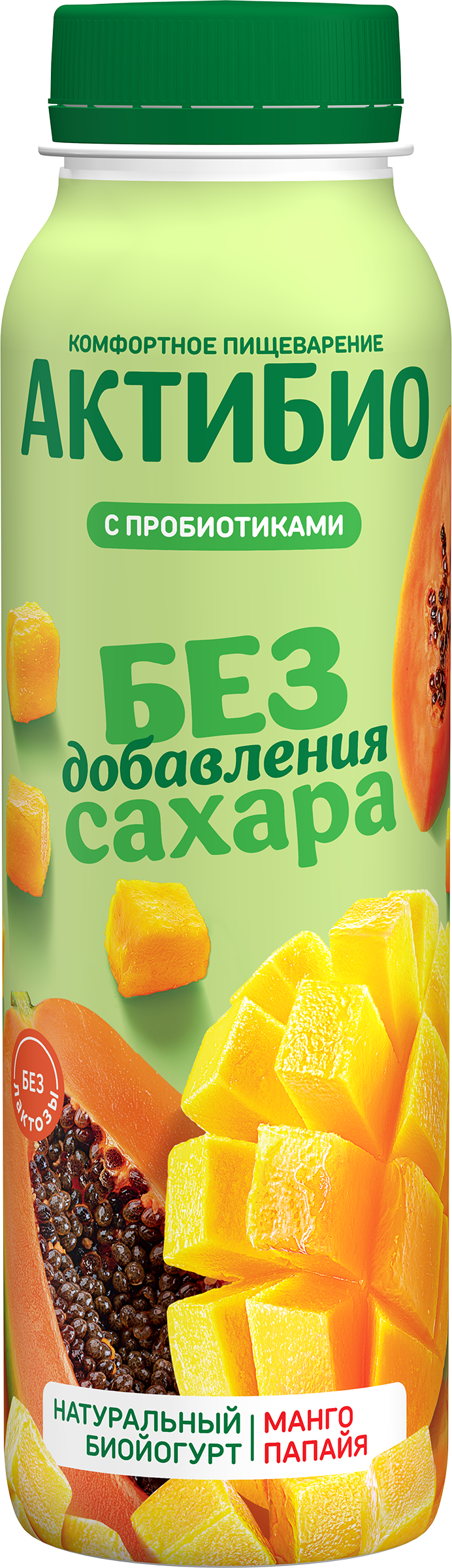 Изображение товара Йогурт питьевой АКТИБИО с манго и папайей 1,5%, без сахара, без змж, 260г