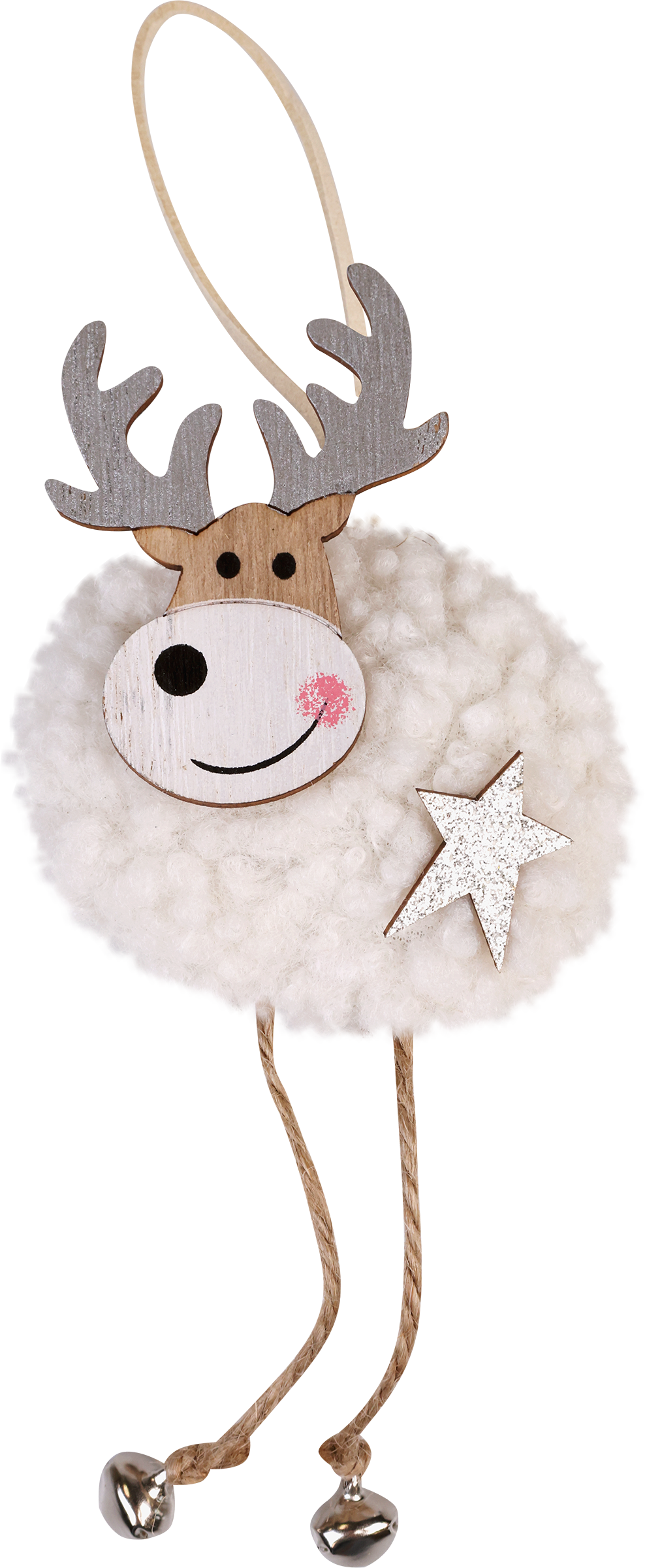 Изображение товара Украшение елочное HOMECLUB Олень с мехом 21см для новогоднего декора