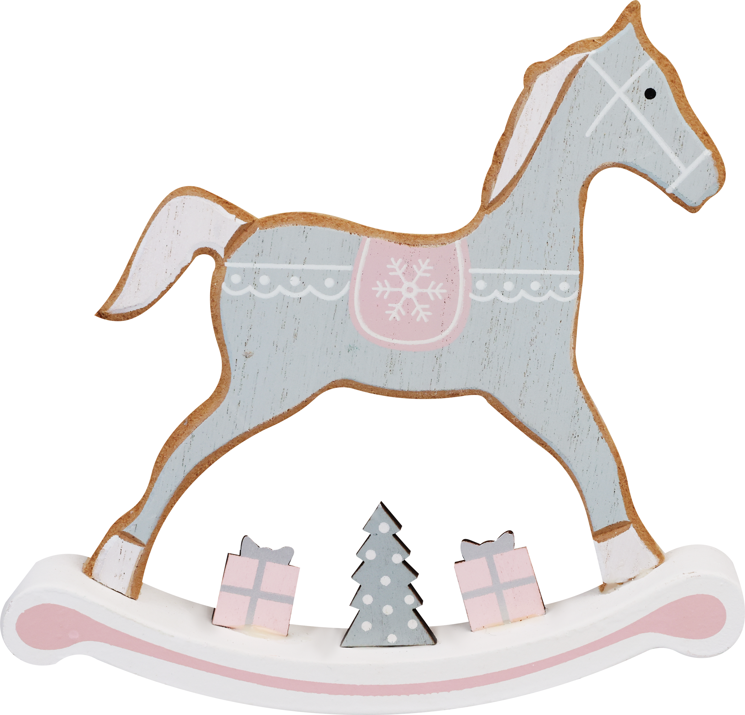 Изображение товара Новогодний сувенир Лошадка-качалка 19см HOMECLUB из дерева розовый