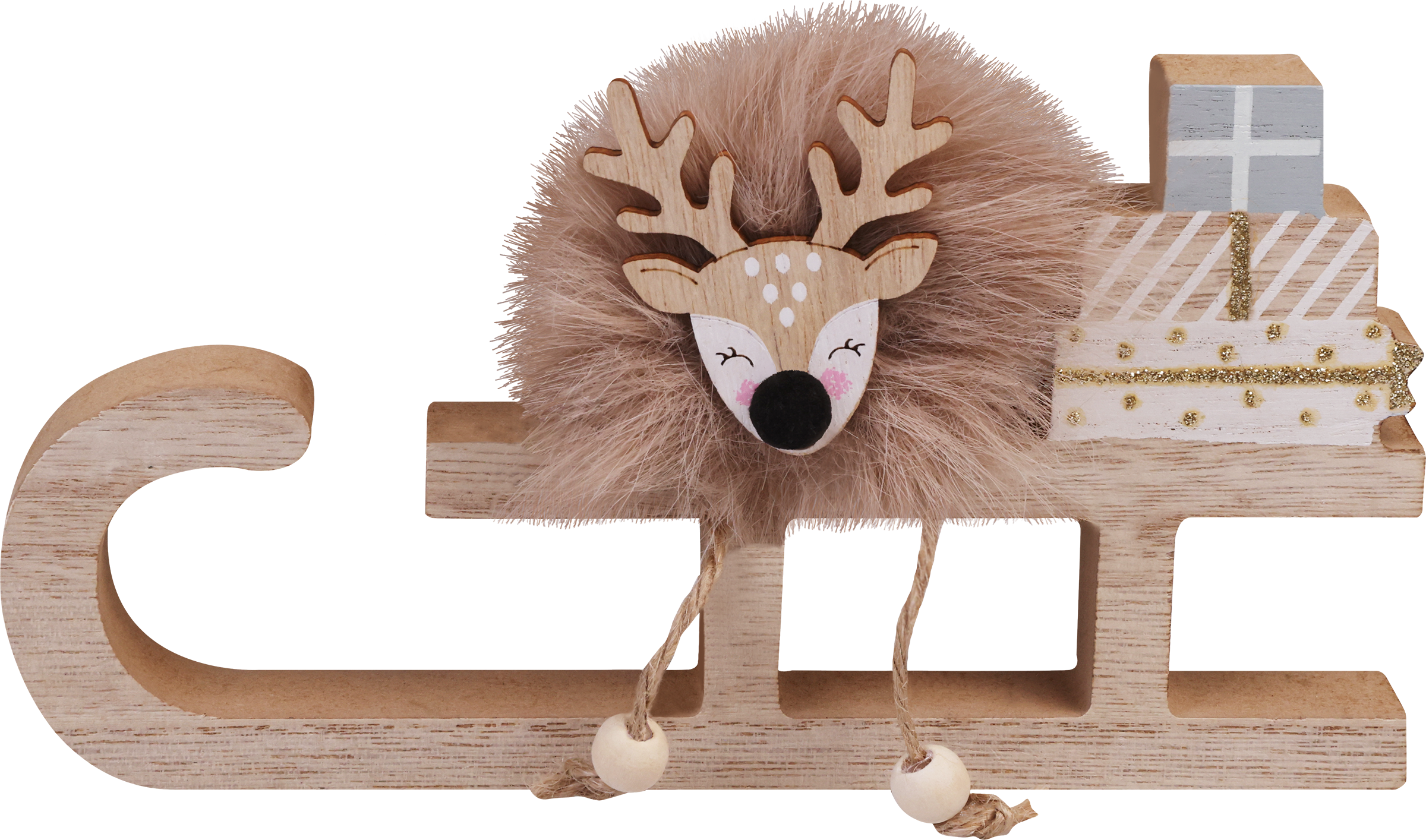 Изображение товара Новогодний сувенир Олень на санках HOMECLUB из дерева 19 см в ассортименте