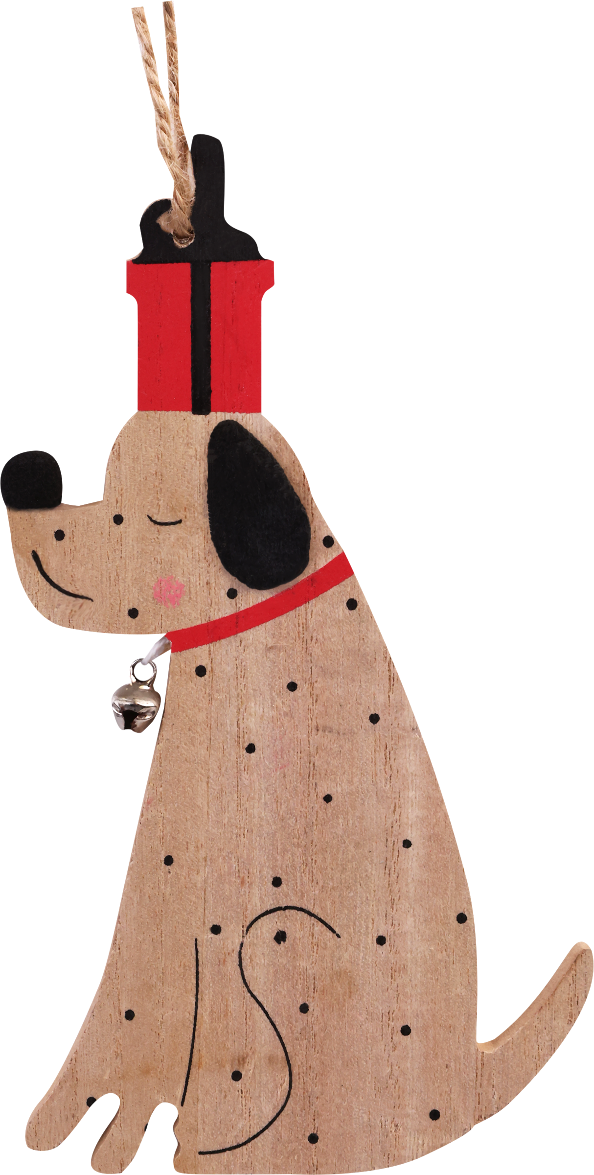 Изображение товара Украшение елочное HOMECLUB Собачка в колпаке из дерева 12,5см