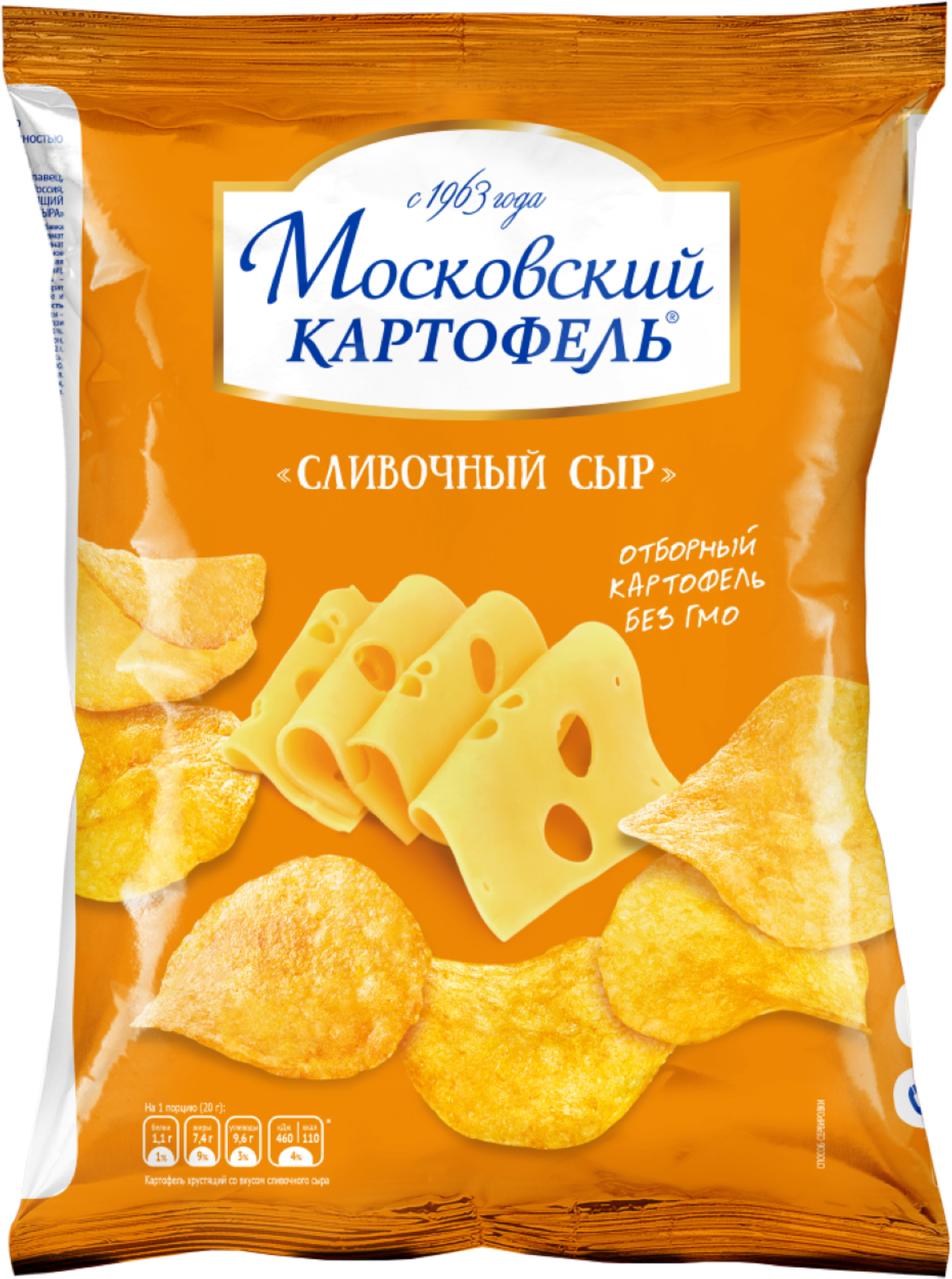 Изображение товара Картофельные чипсы МОСКОВСКИЙ КАРТОФЕЛЬ со вкусом сливочного сыра 240г