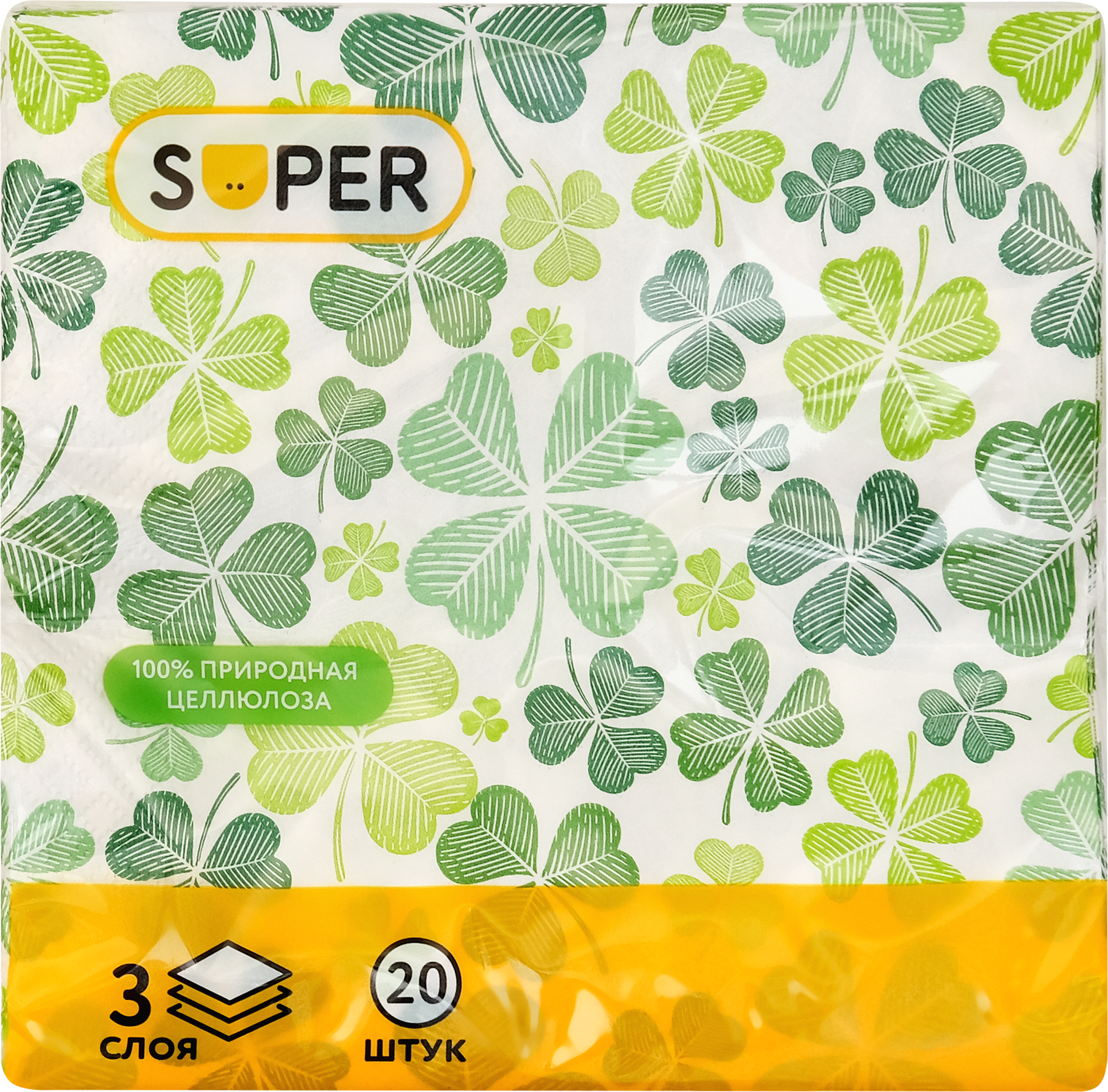 Изображение товара Бумажные салфетки SUPER Мечты 3-слоя 33х33см 20шт гипоаллергенные прочные