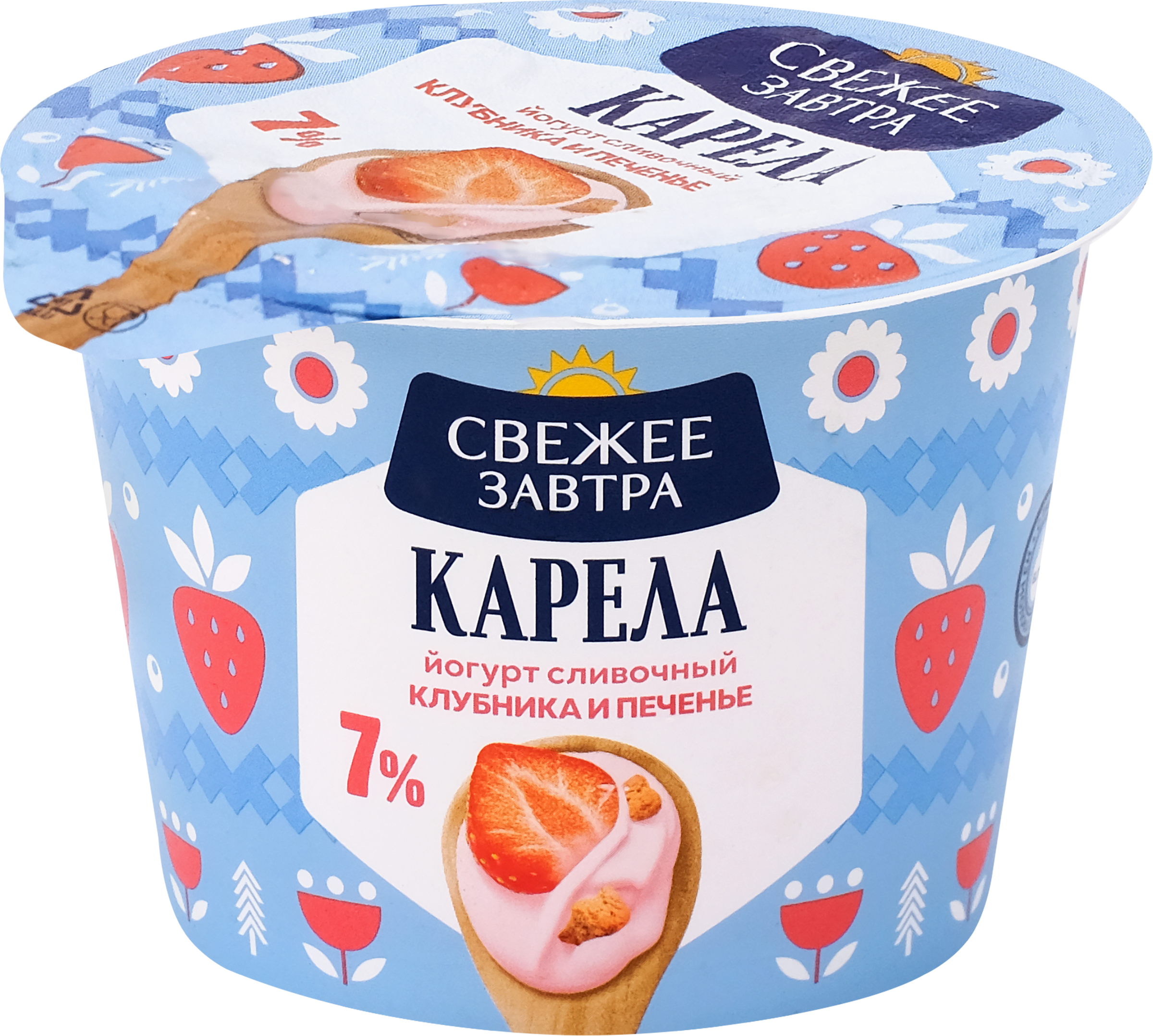 Изображение товара Йогурт СВЕЖЕЕ ЗАВТРА Клубника и печенье 7%, без змж, 180г