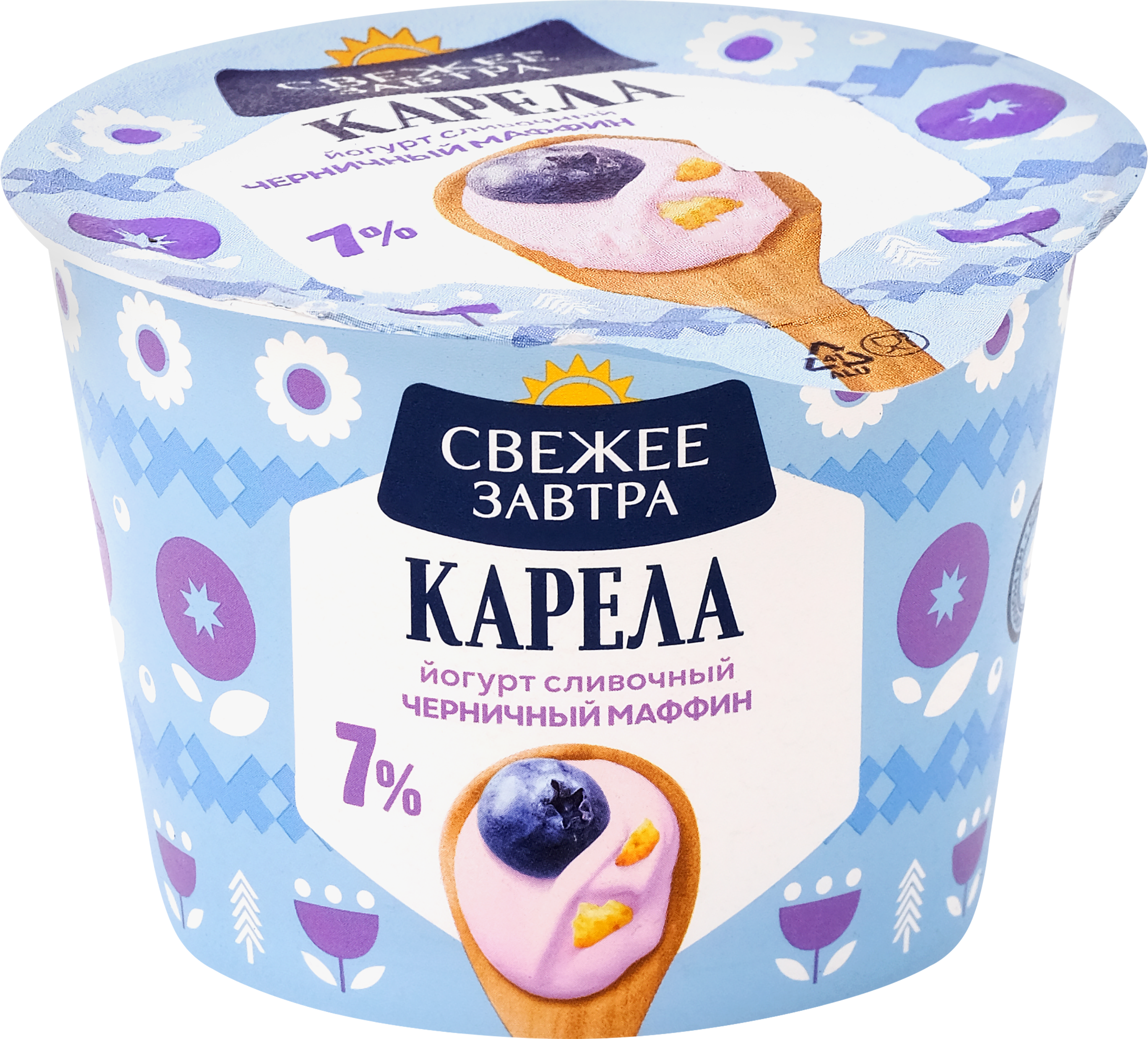 Изображение товара Йогурт СВЕЖЕЕ ЗАВТРА Черничный маффин 7%, без змж, 180г