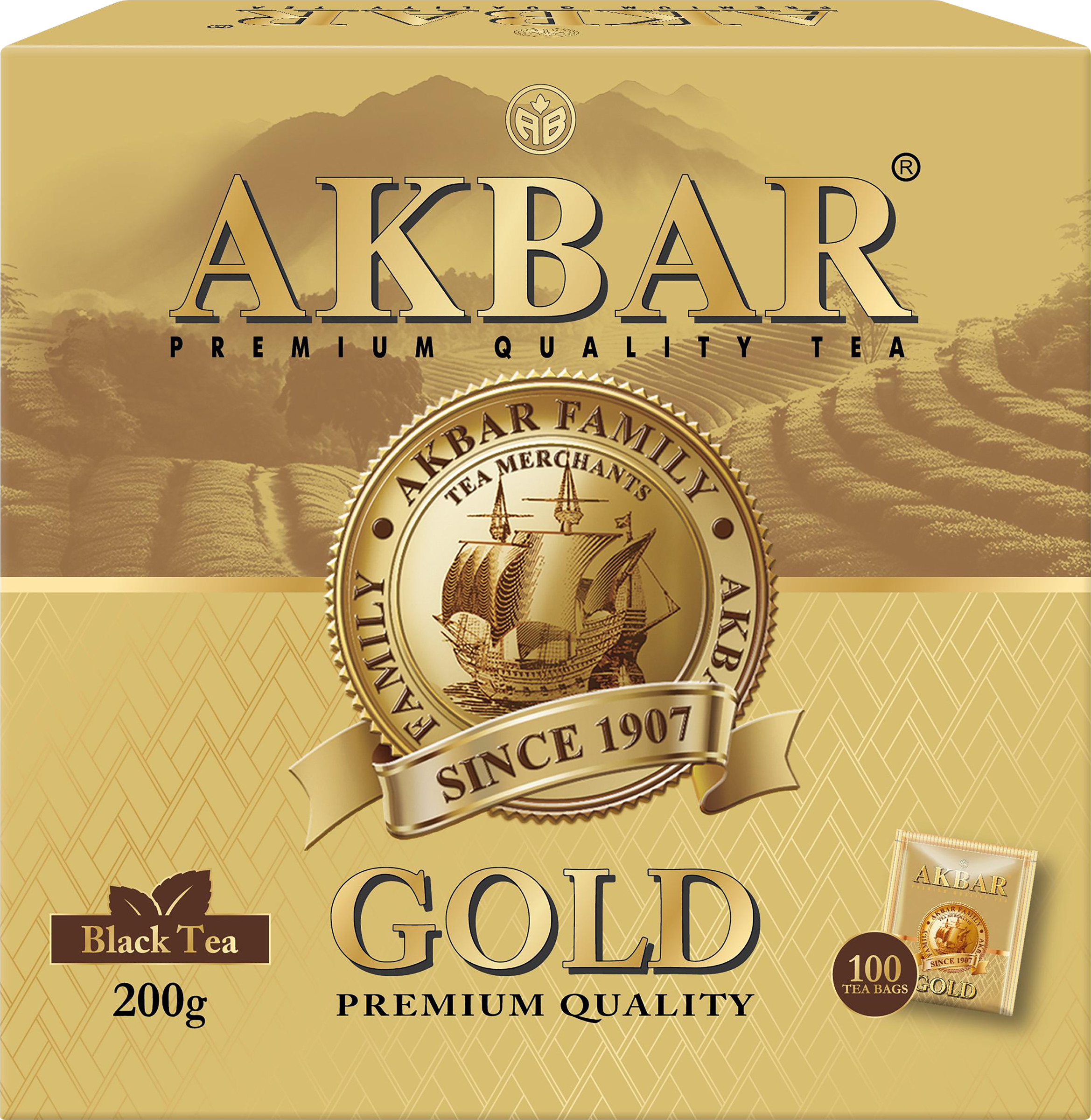 Изображение товара Чай черный AKBAR Голд мелкий, 100пак Изображение товара Чай черный AKBAR Голд мелкий, 100пак