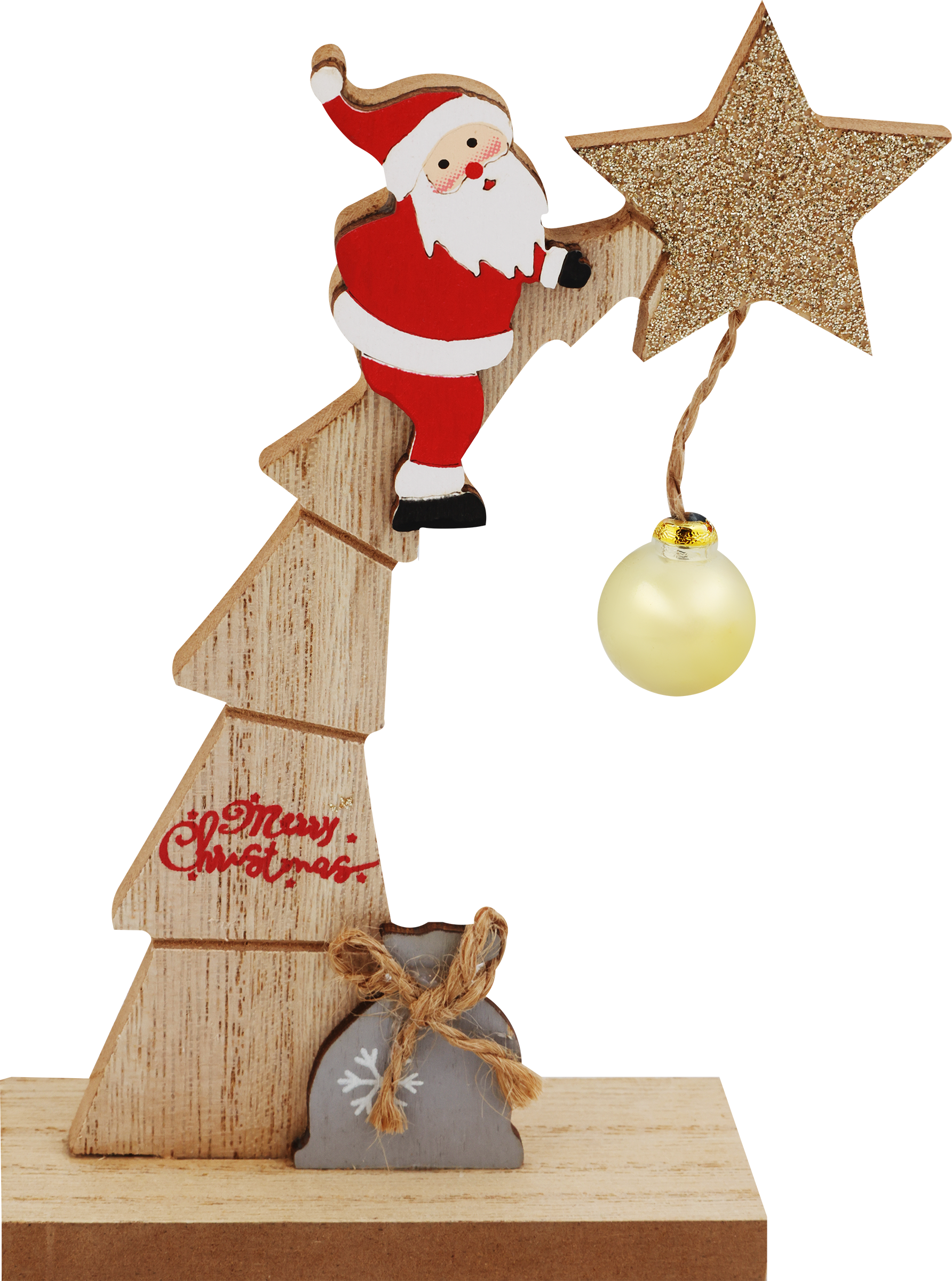 Изображение товара Новогодний сувенир Санта на елке из дерева 15 см HOMECLUB