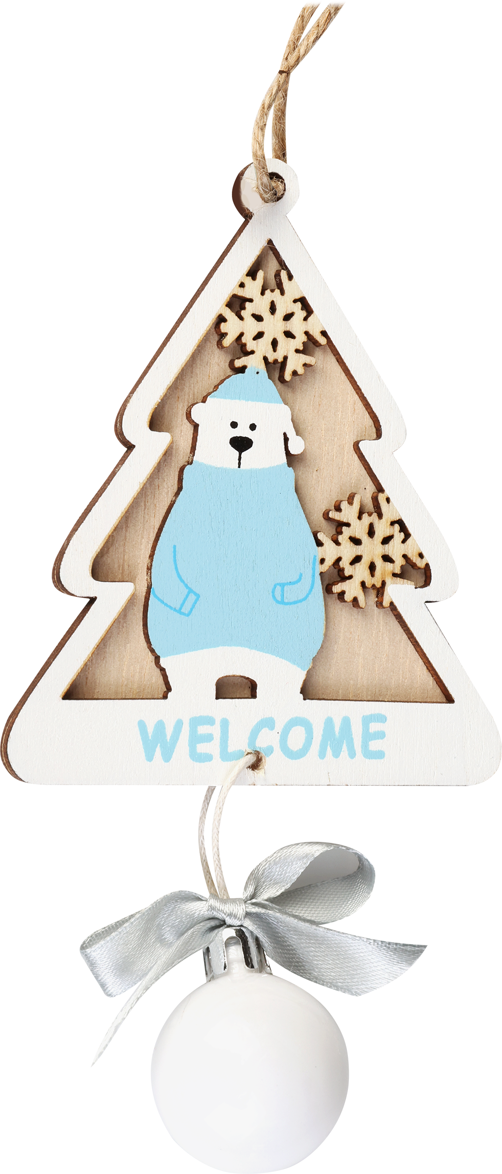 Изображение товара Подвеска HOMECLUB Северный мишка с шариком 15 см для новогоднего украшения голубой