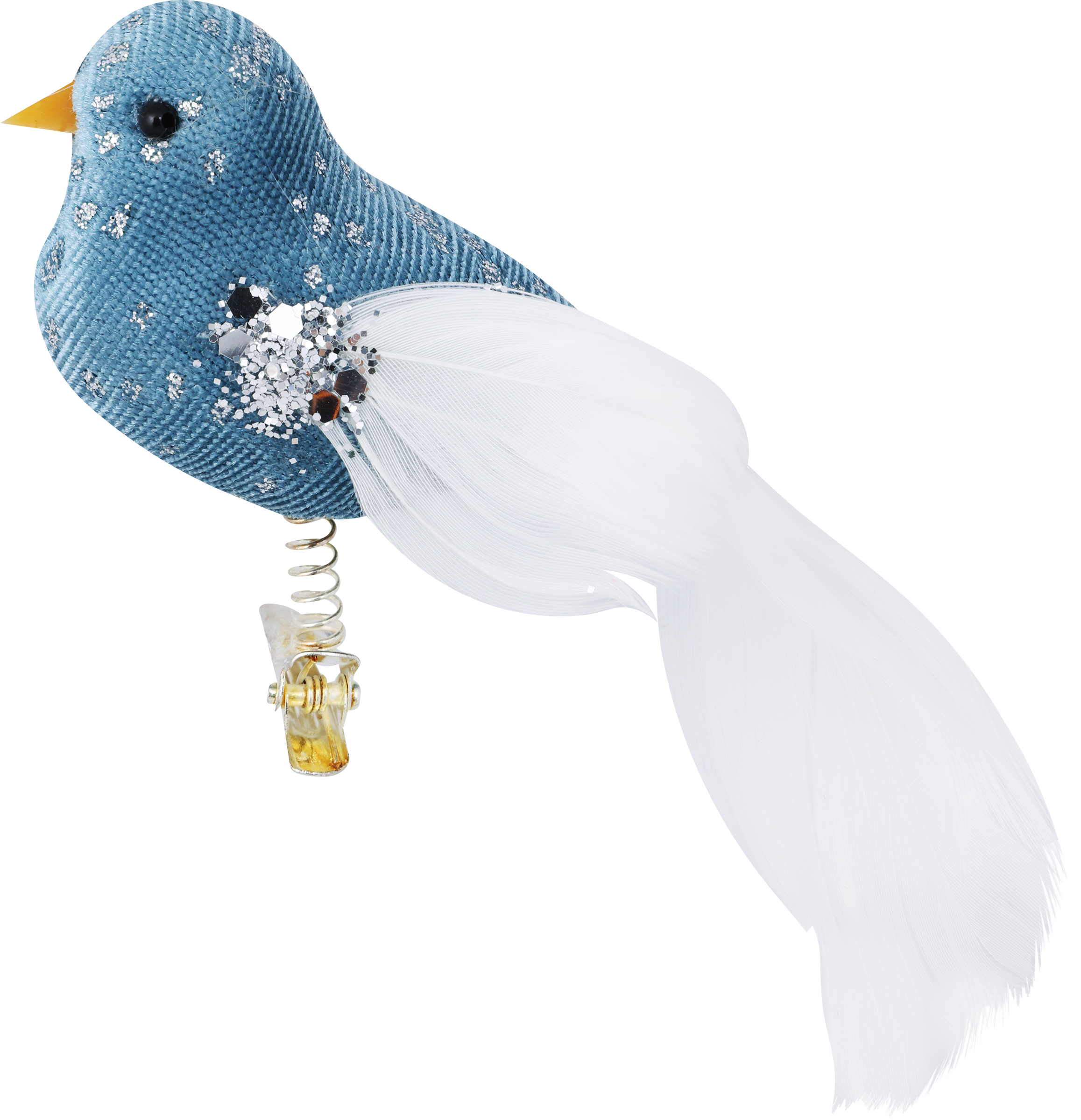 Изображение товара Украшение елочное HOMECLUB Бархатная птичка с блестками и перьями, 13см в ассортименте