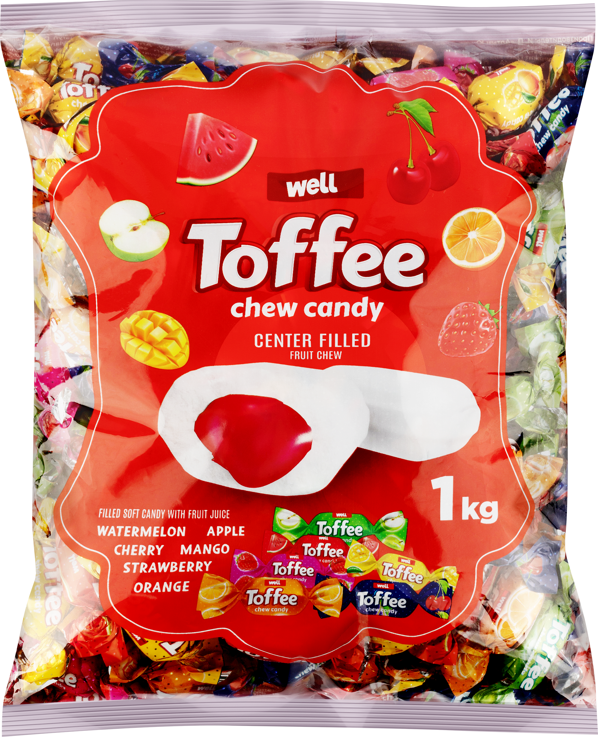 Изображение товара Конфеты жевательные TOFFEE с начинкой микс, 1кг