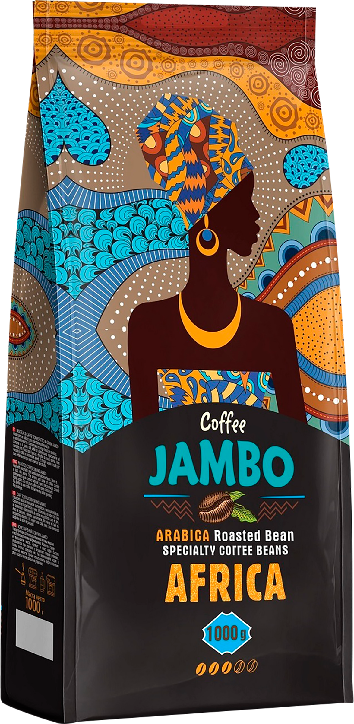 Изображение товара Кофе зерновой JAMBO обжаренный 1 кг - насыщенный аромат и средняя обжарка