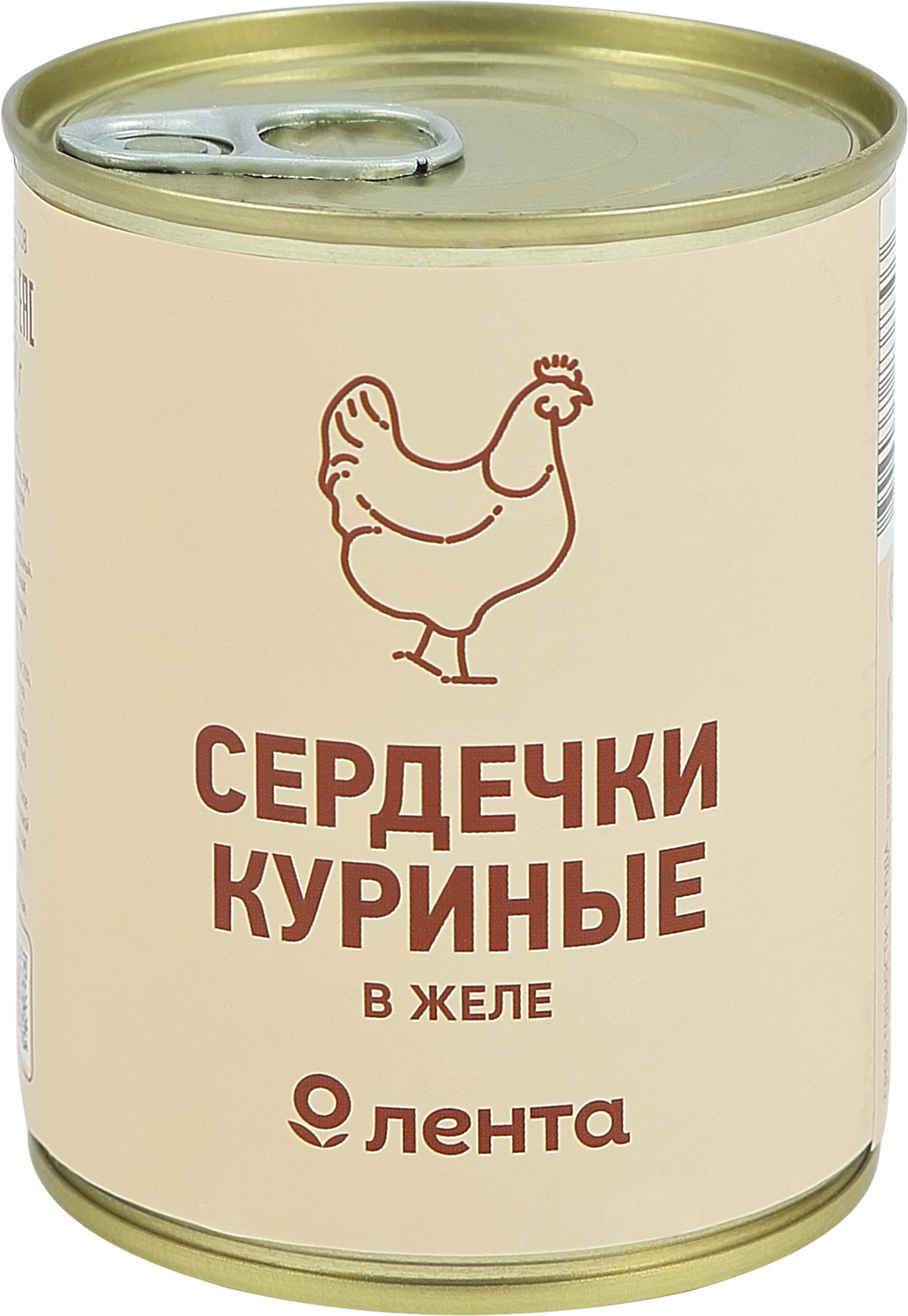 Изображение товара Сердечки куриные ЛЕНТА в желе, 350г - консервы с высоким содержанием белка