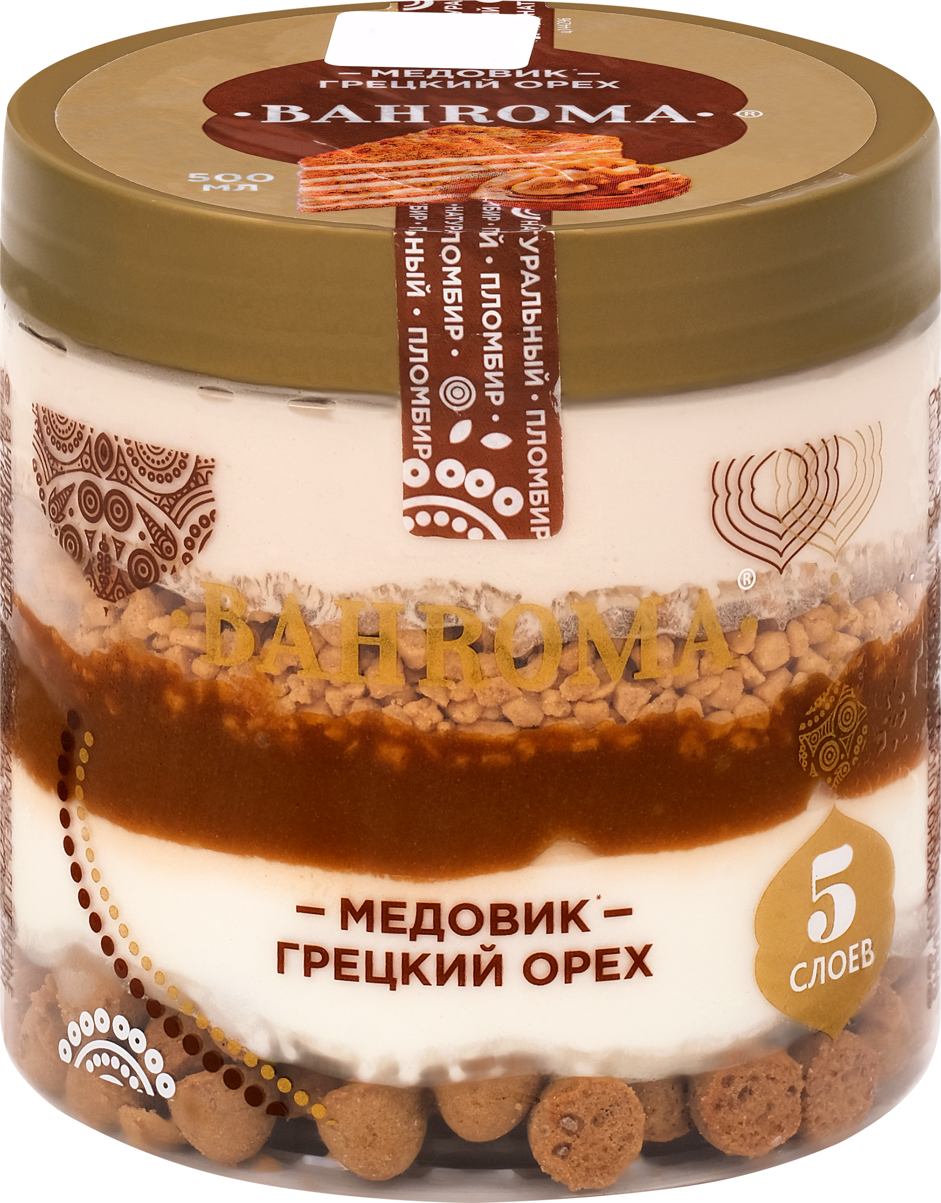 Изображение товара Мороженое BAHROMA Медовик и грецкий орех - пломбир 320 г