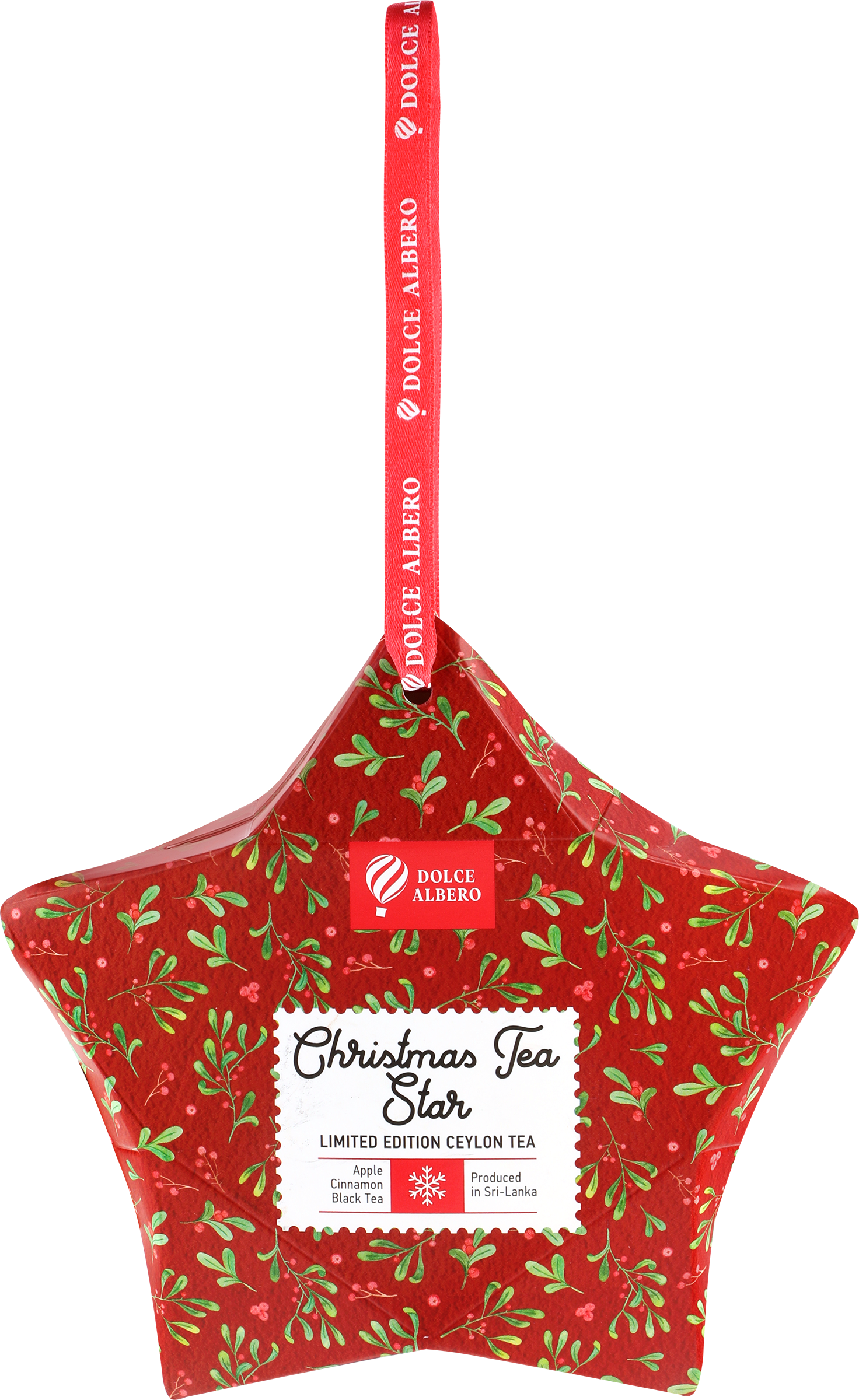 Изображение товара Чай черный DOLCE ALBERO Рождественская звезда 10 пакетов, ароматный напиток с корицей и яблоком