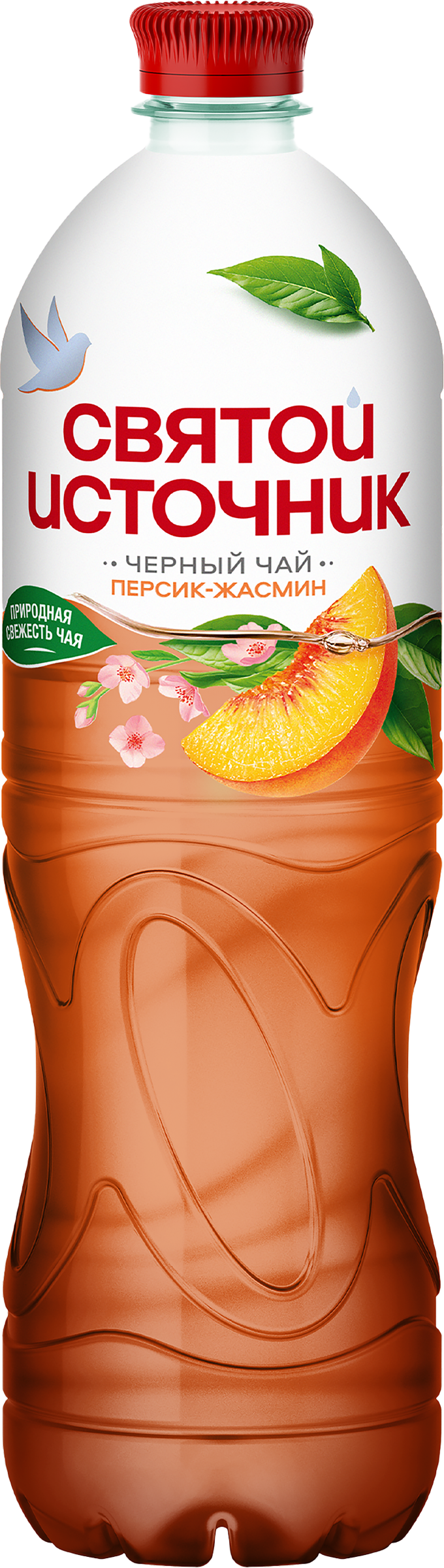 Изображение товара Напиток СВЯТОЙ ИСТОЧНИК Чай черный Персик, жасмин, 1л