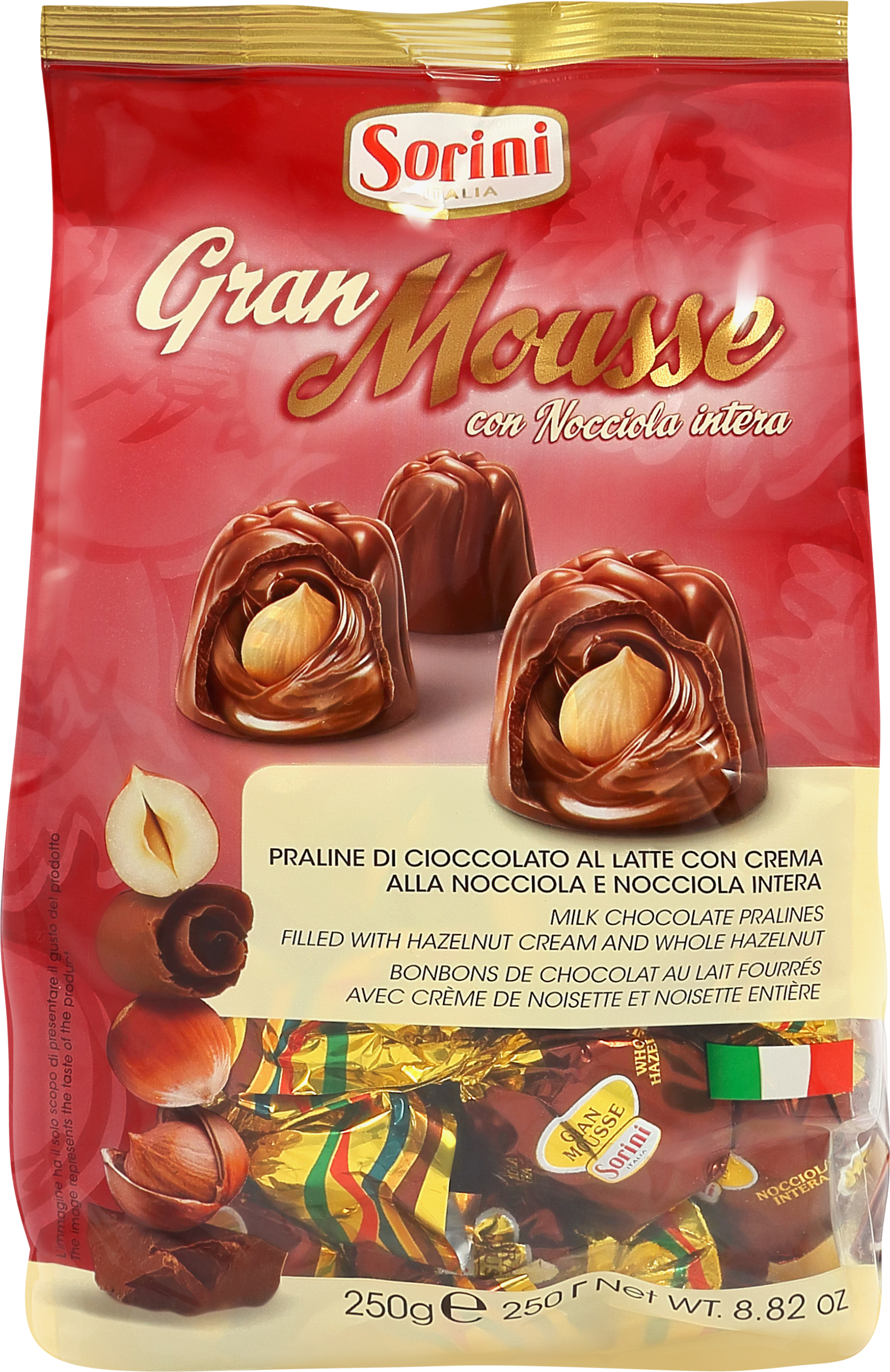 Изображение товара Конфеты HDI Gran Mousse пралине с ореховым кремом и цельным фундуком 250г