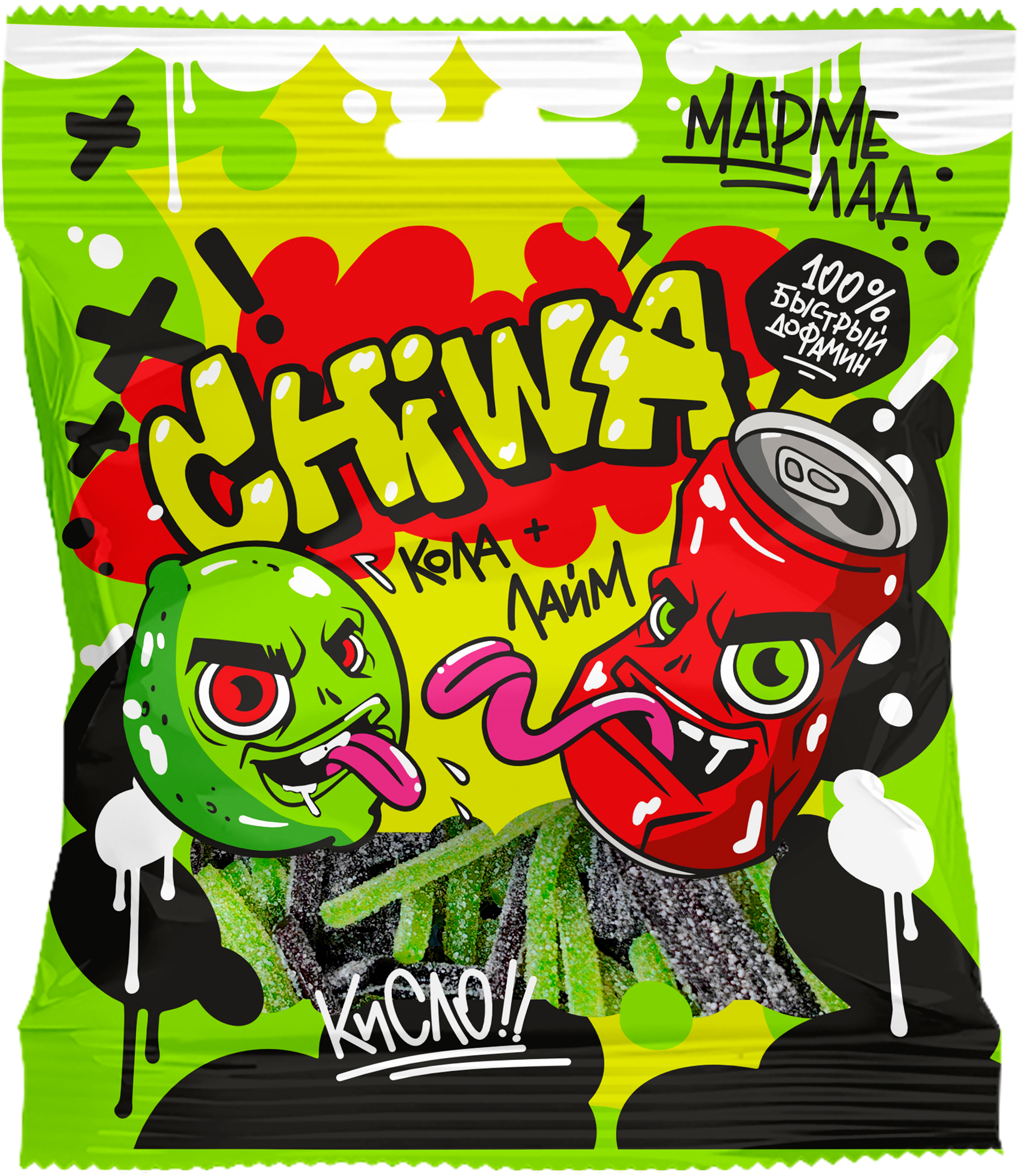 Изображение товара Мармелад жевательный CHIWA Кислый спагетти со вкусом колы и лайма, 90г