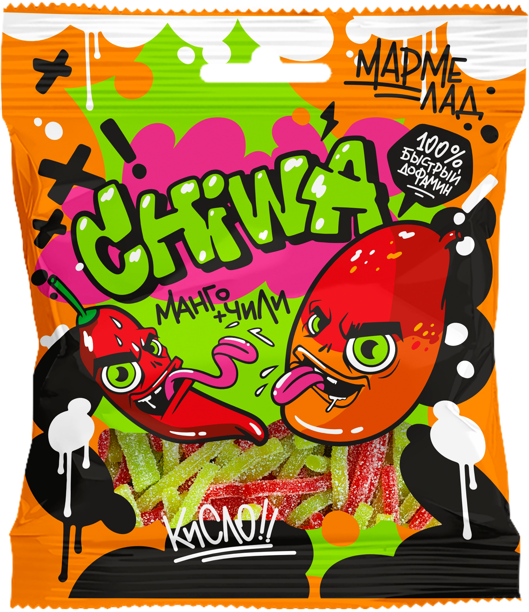 Изображение товара Мармелад жевательный CHIWA Кислый спагетти со вкусом манго и чили, 90г