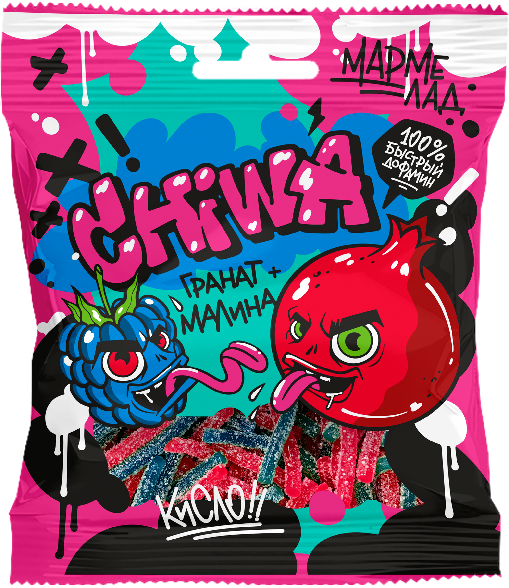 Изображение товара Мармелад жевательный CHIWA Кислый спагетти со вкусом малины и граната, 90г