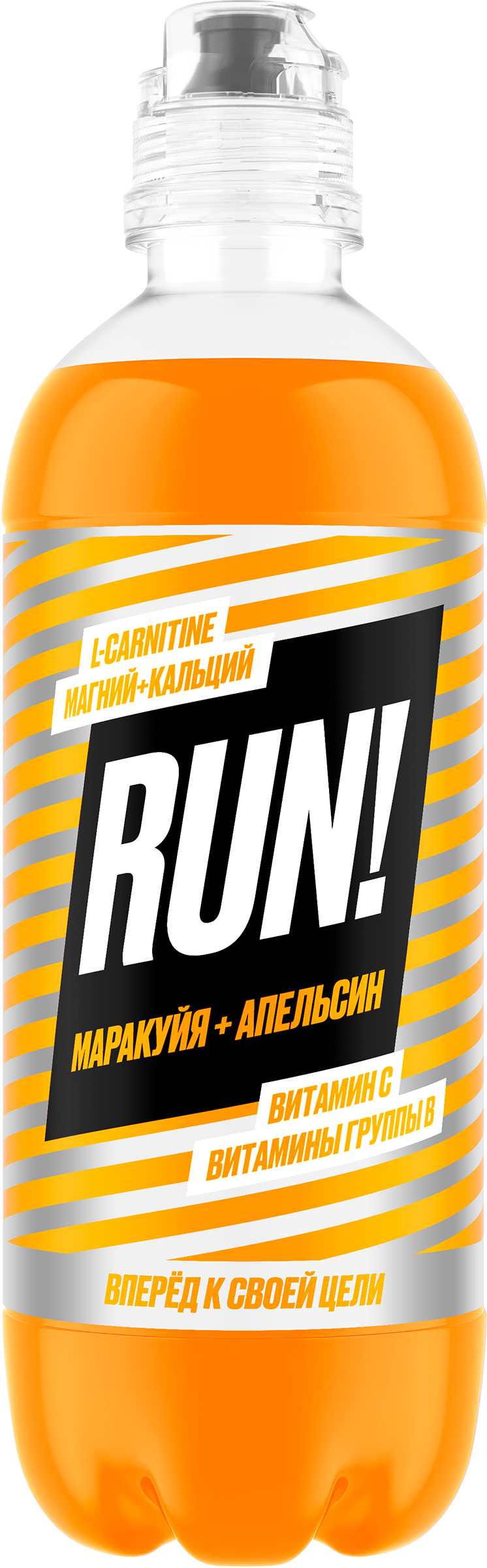 Изображение товара Напиток безалкогольный негазированный RUN со вкусом апельсин и маракуйя, витаминизированный, 0.5л