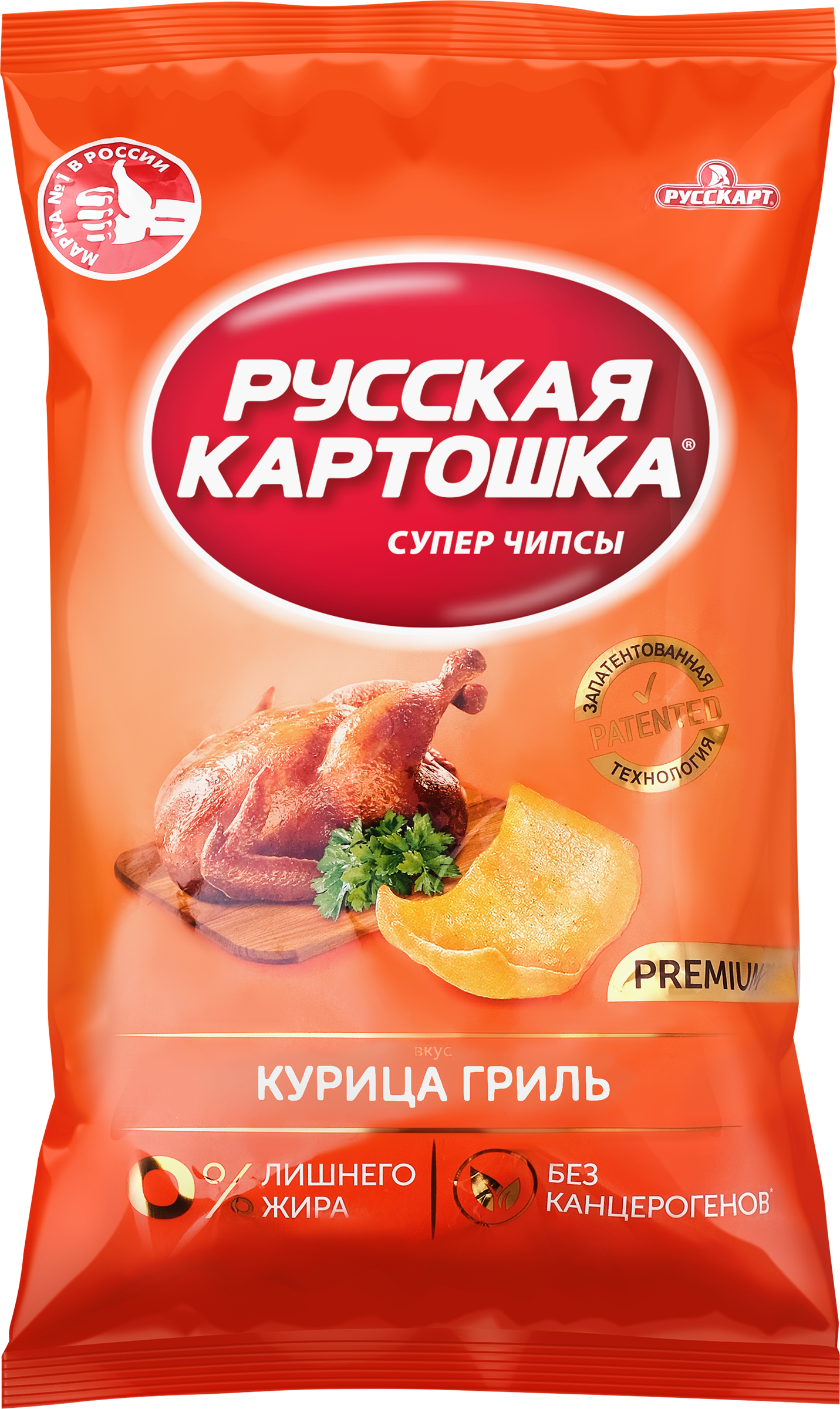 Изображение товара Чипсы картофельные РУССКАЯ КАРТОШКА со вкусом курицы гриль, 230г