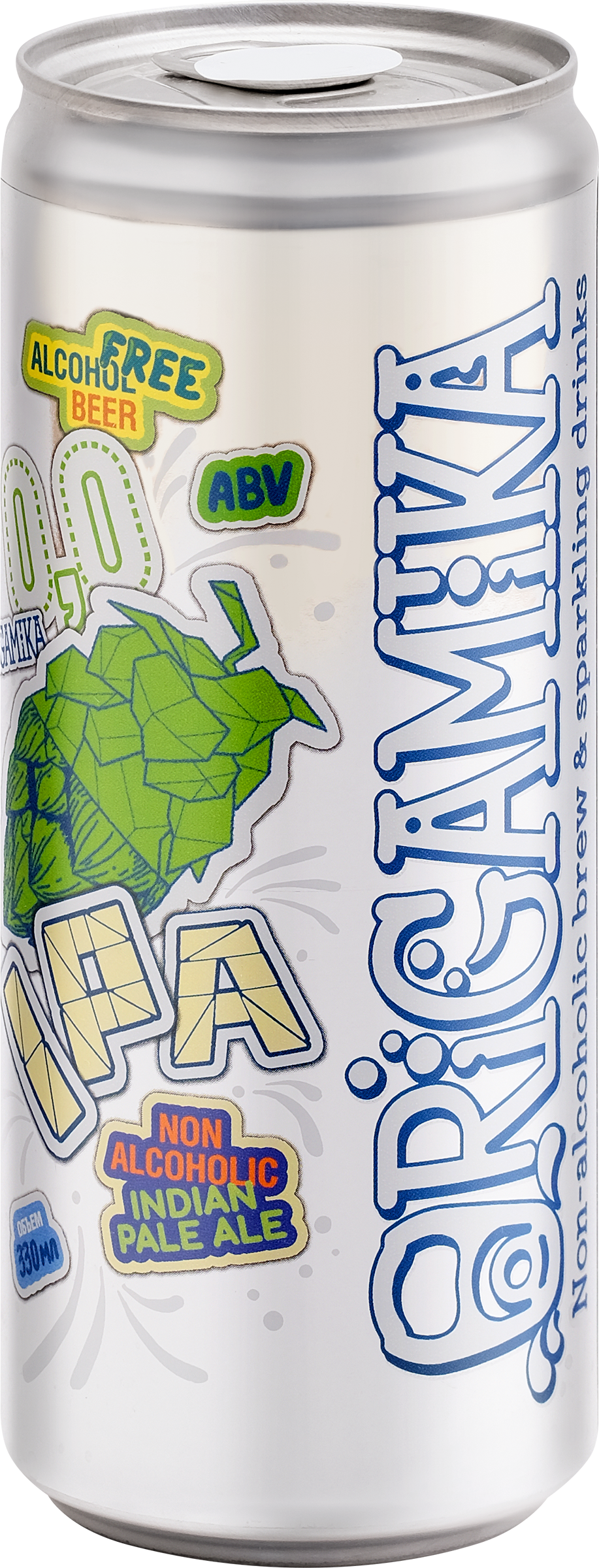 Изображение товара Пиво светлое безалкогольное ORIGAMIKA Оригамика ИПА нефильтр. непастер. неосв. ж/б