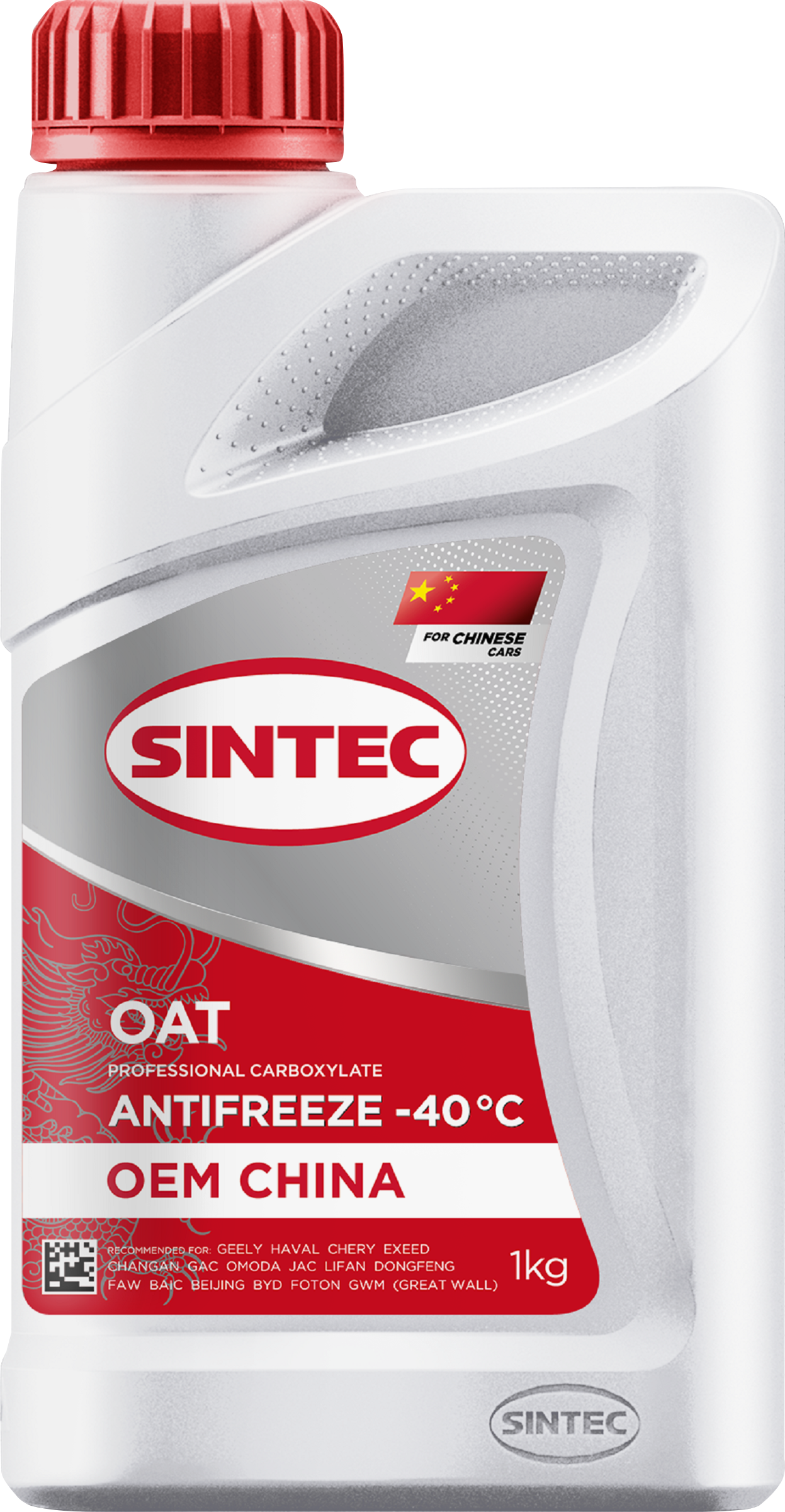 Изображение товара Антифриз SINTEC OEM China OAT red до -40 1кг - защита двигателя при низких температурах