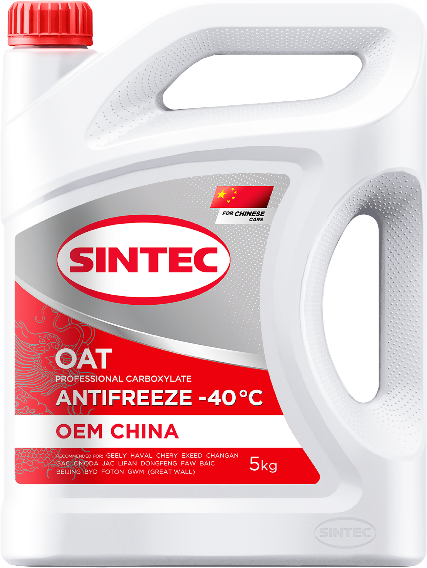 Изображение товара Антифриз SINTEC OEM China OAT red до -40 5кг для защиты двигателя