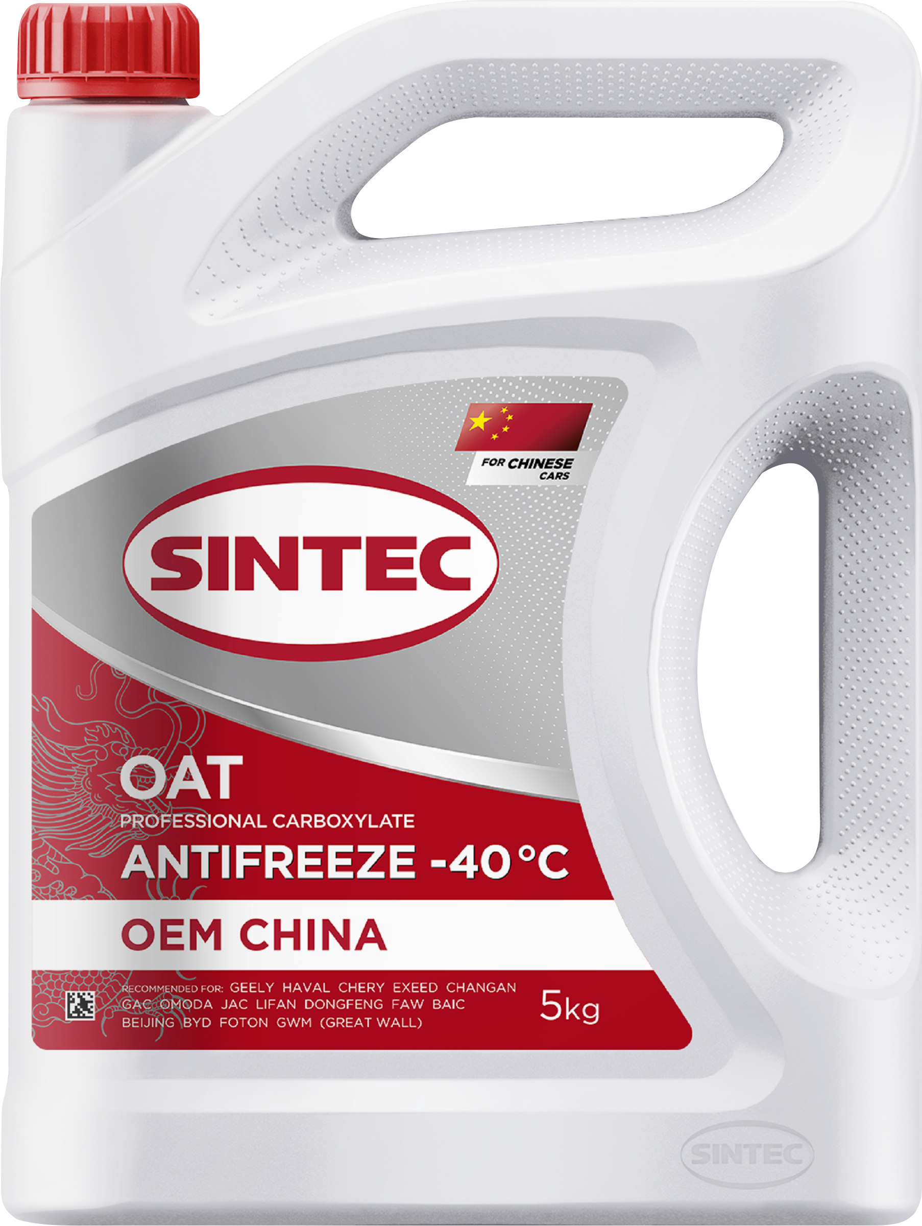 Изображение товара Антифриз SINTEC OEM China OAT red до -40 5кг для защиты двигателя