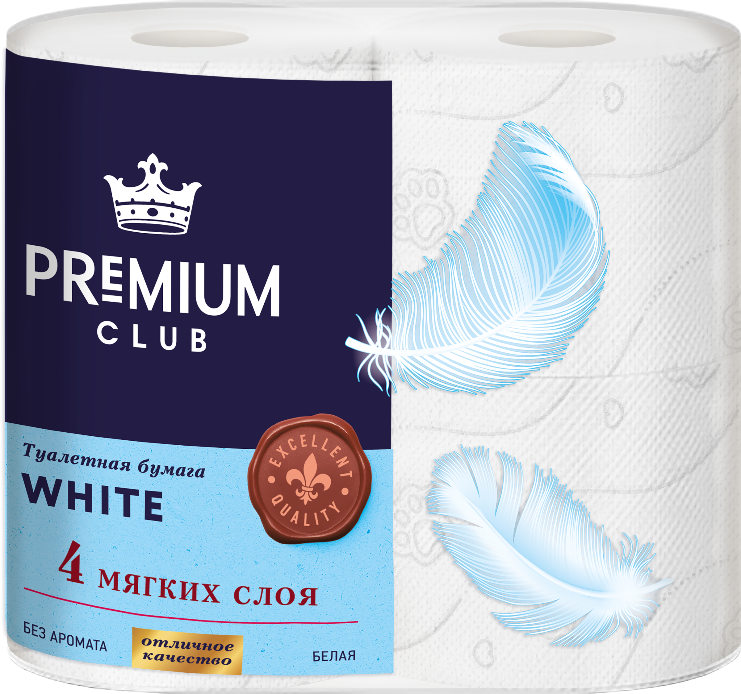Изображение товара Бумага туалетная PREMIUM CLUB белая, 4-слоя, 4шт