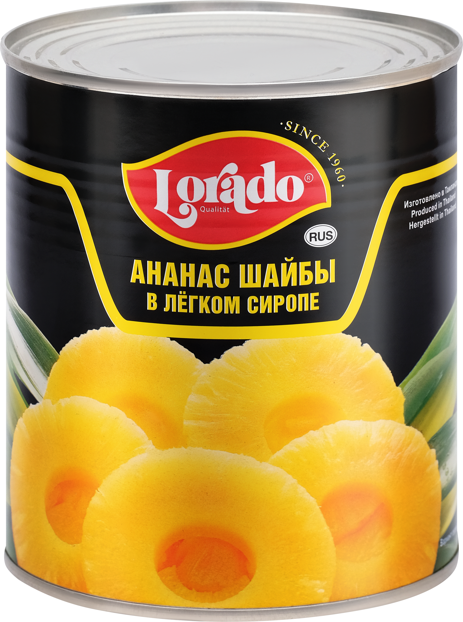 Изображение товара Ананас LORADO шайба в легком сиропе 850 мл - консервированный фрукт для десертов