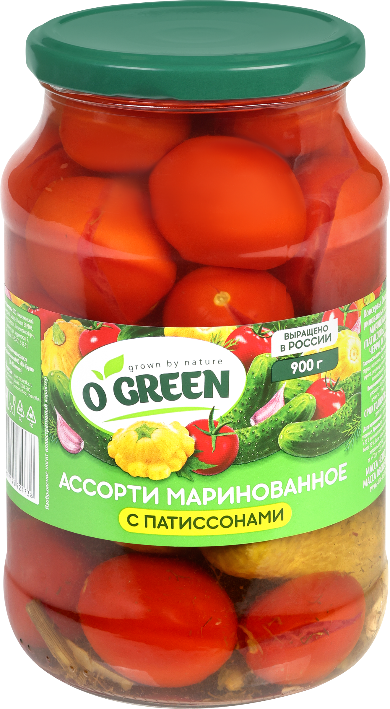 Изображение товара Ассорти овощное O'GREEN с патиссонами, 900мл