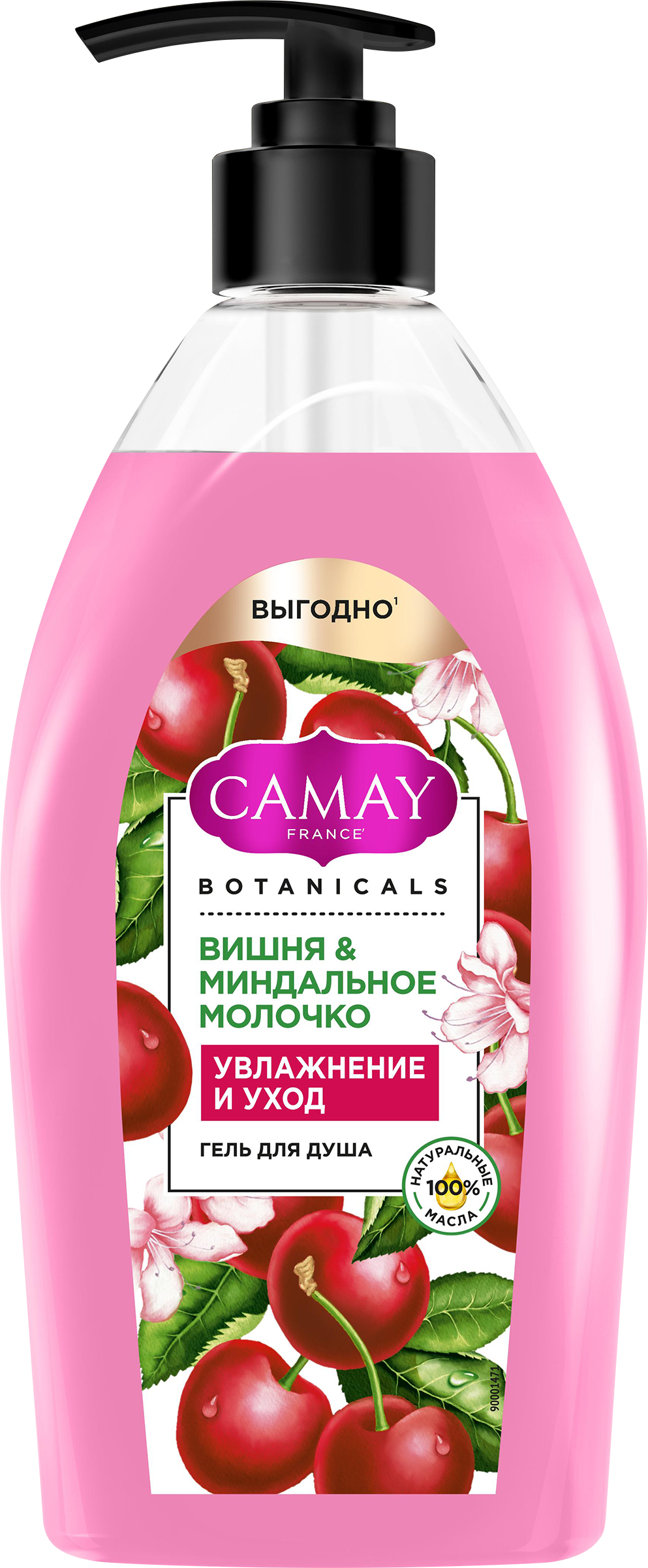 Изображение товара Гель для душа CAMAY Вишня и миндальное молочко 750мл для мягкого очищения и ухода