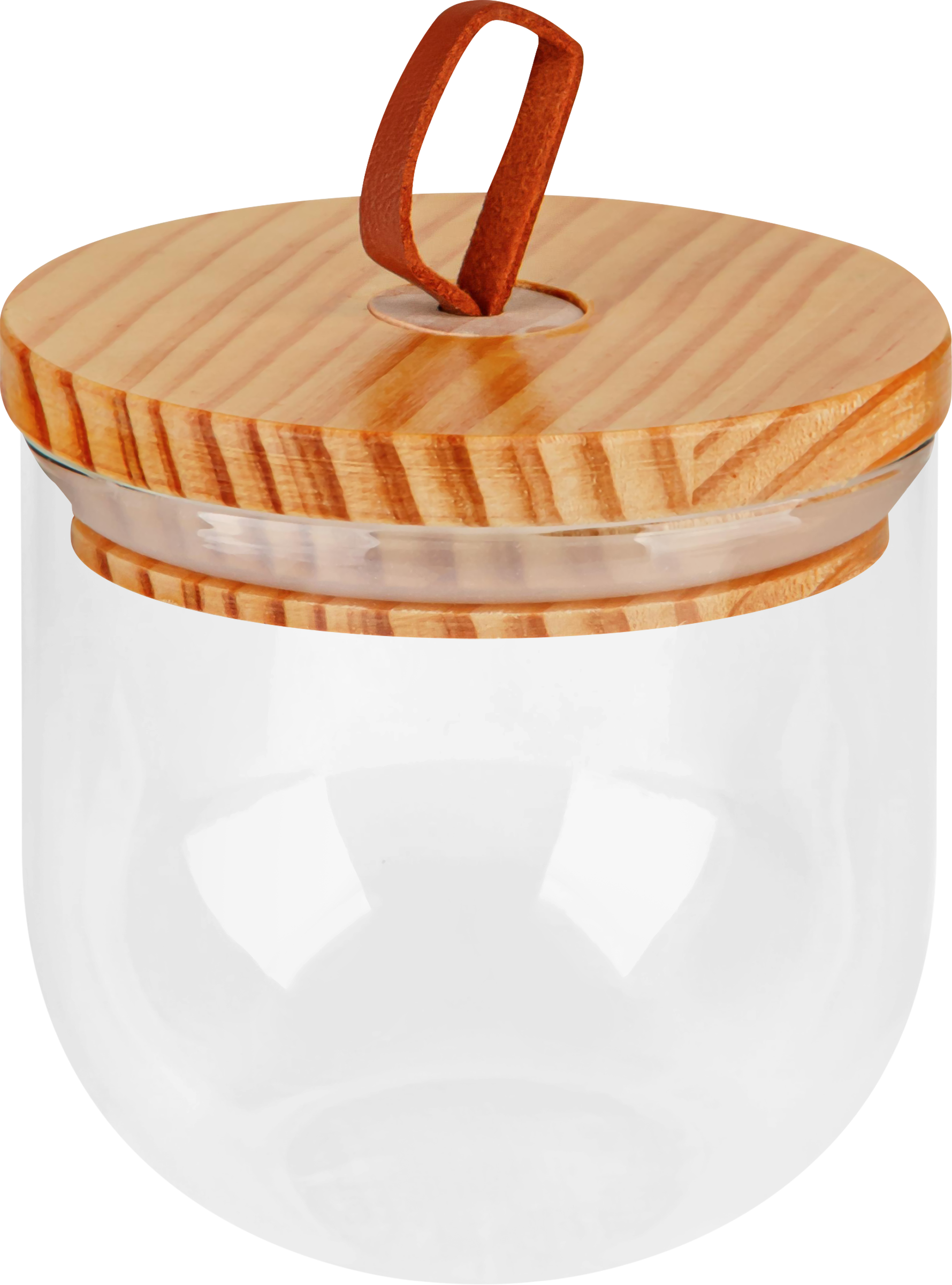 Изображение товара Банка для хранения HOMECLUB Lodge 300 мл, стекло, бамбук, кожа, для сыпучих продуктов