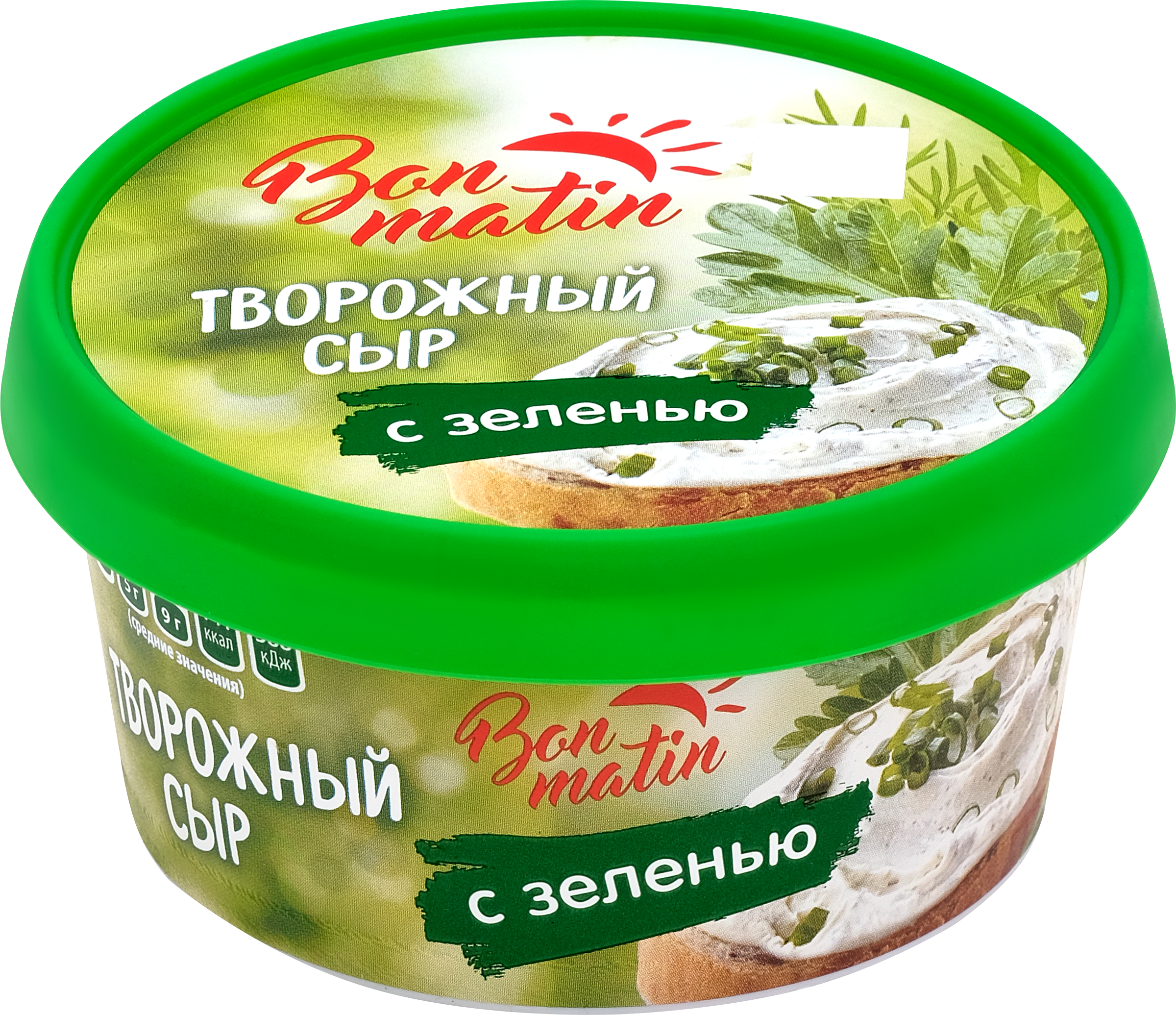 Изображение товара Сыр творожный BON MATIN с зеленью 30%, без змж 130г, 130г