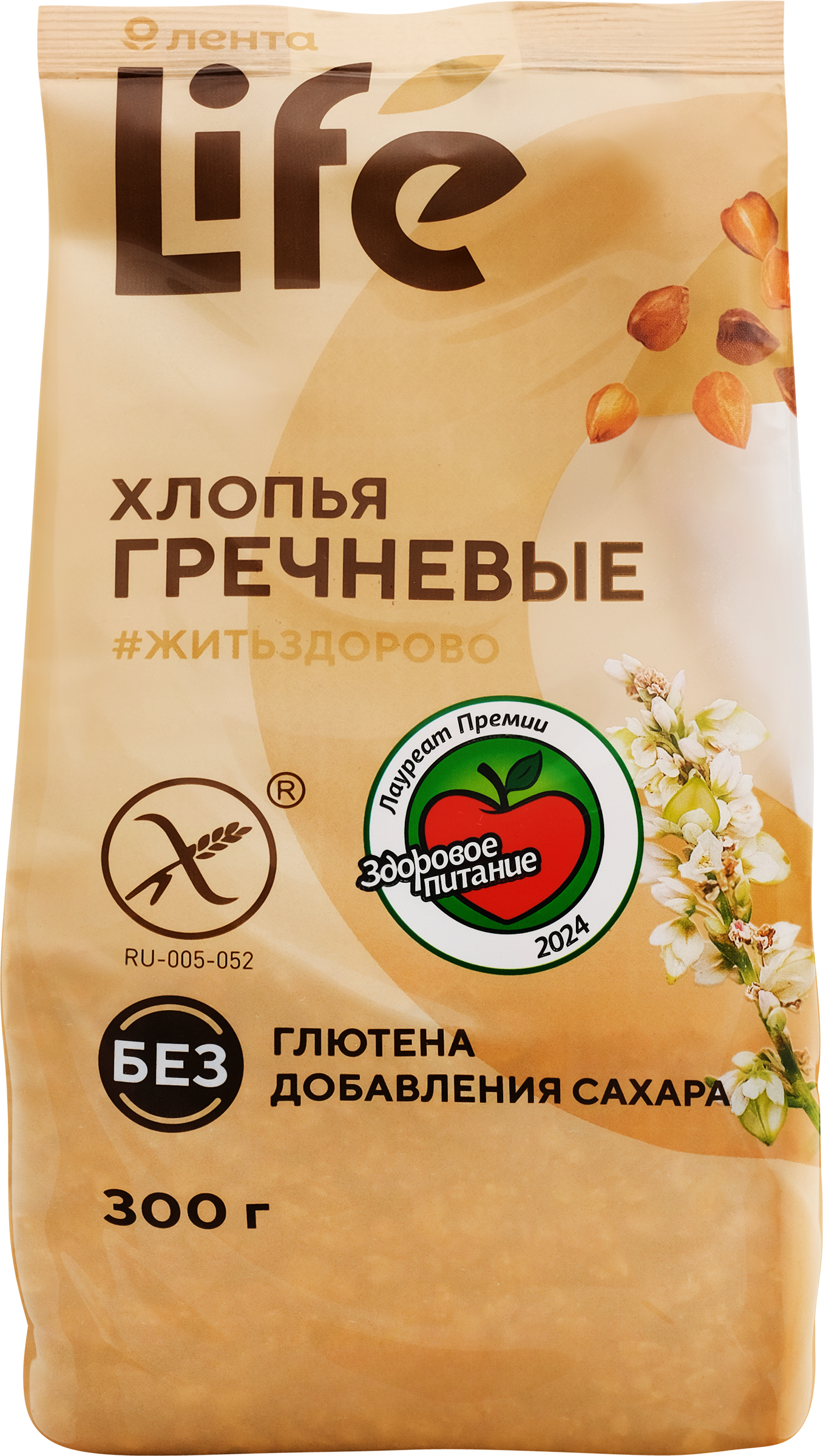 Изображение товара Хлопья гречневые безглютеновые ЛЕНТА LIFE 300г